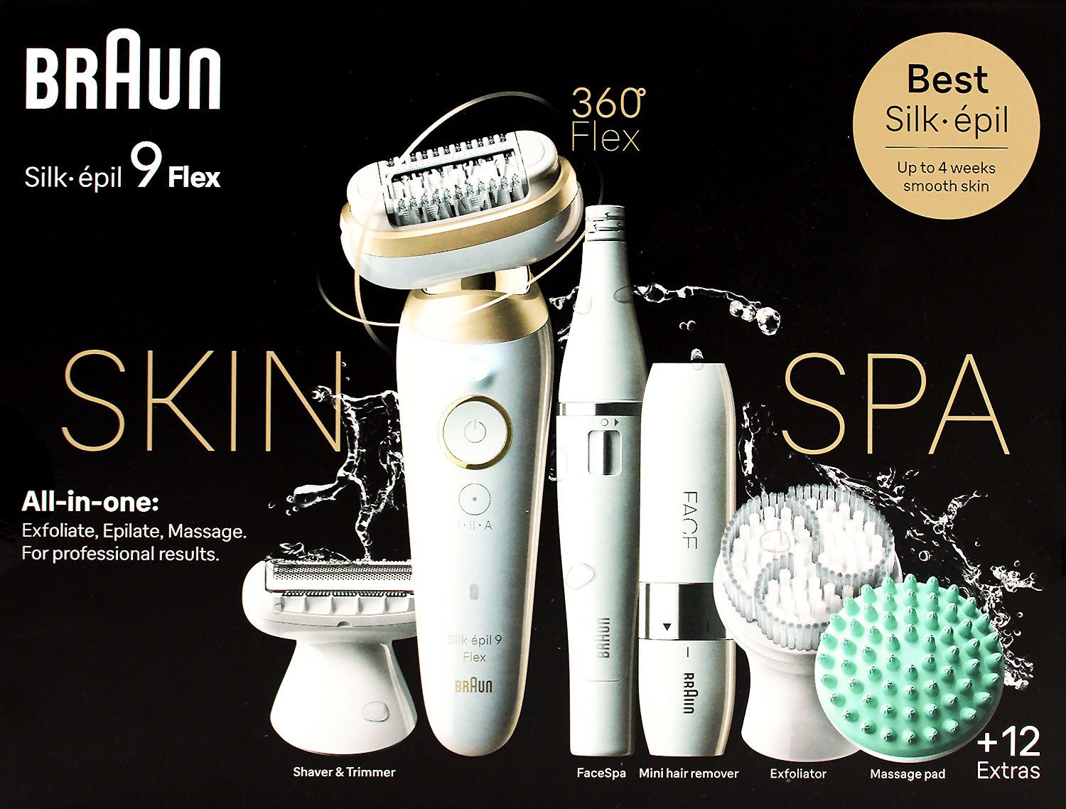 Braun Epilierer BRAUN Silk-épil 9 Flex SkinSpa, Epilierer mit flexiblem 360 All-in-1