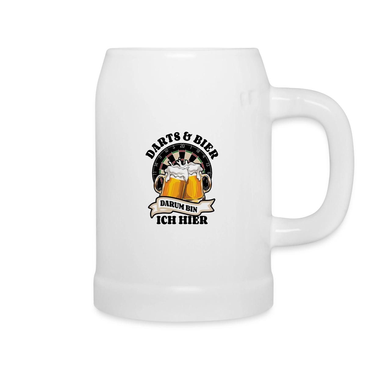 Spreadshirt Tasse Darts Und Bier Darum Bin Ich Hier Bierkrug, Keramik