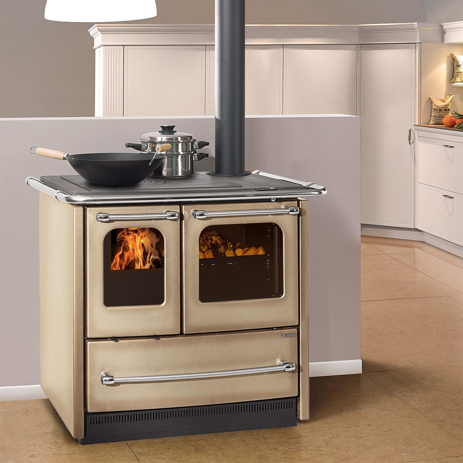 La Nordica Kaminofen La Nordica Sovrana Easy Evo 2.0 Küchenofen Stahl Weiss, 7.5 kW, Küchenofen