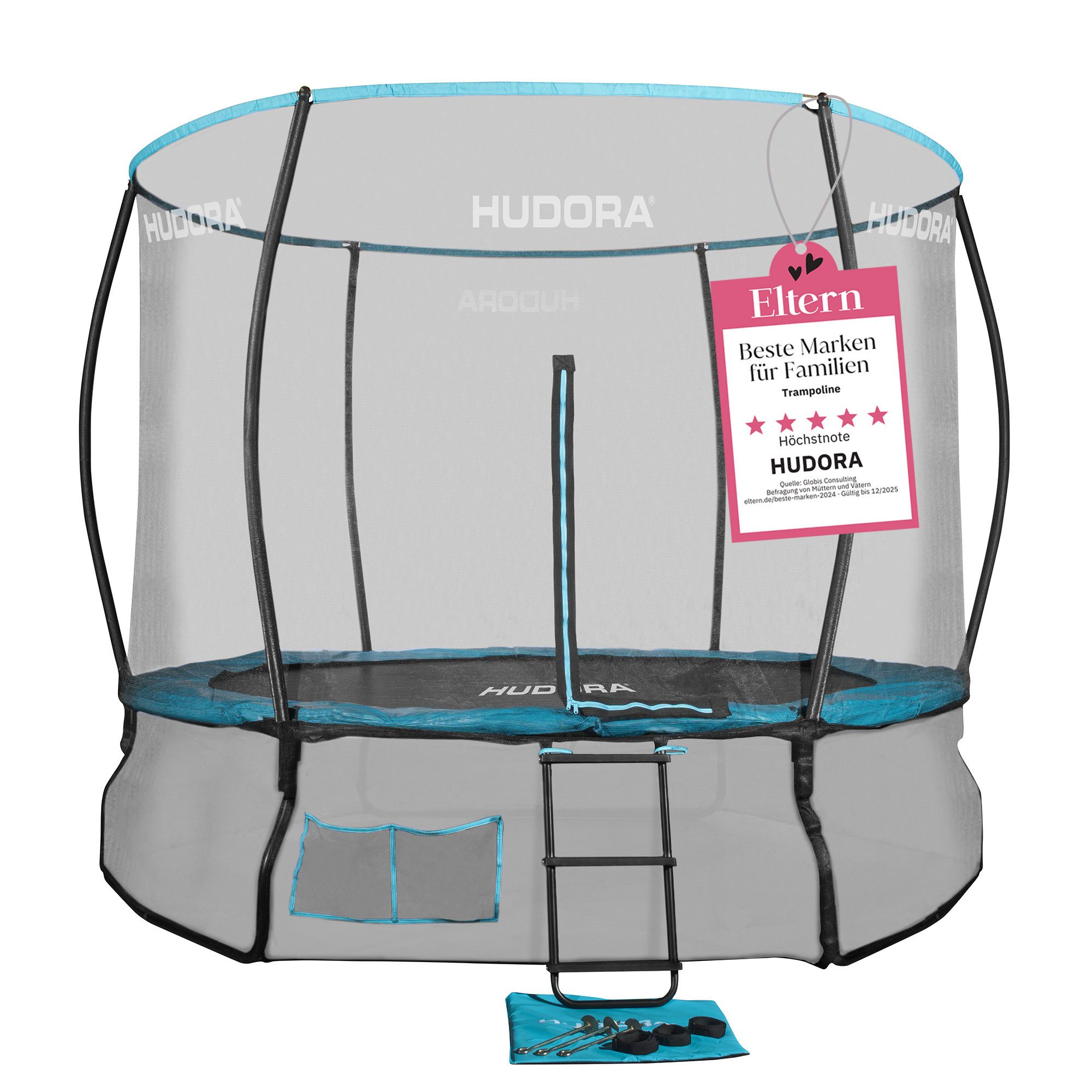 Hudora Gartentrampolin Fantastic Complete für Kinder/Jugendliche & Erwachsene, Ø 300 cm, mit Sicherheitsnetz, TÜV-GS geprüft, extra breite Randabdeckung