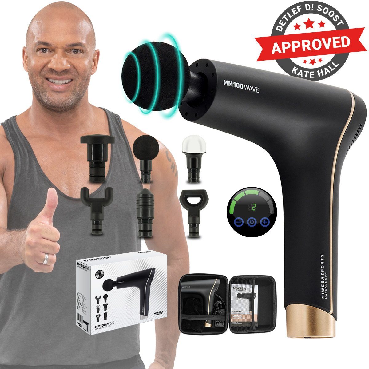 Massagepistole Profi Massage Pistole MM100 inkl. 6 Massageköpfen - 2500 mAh