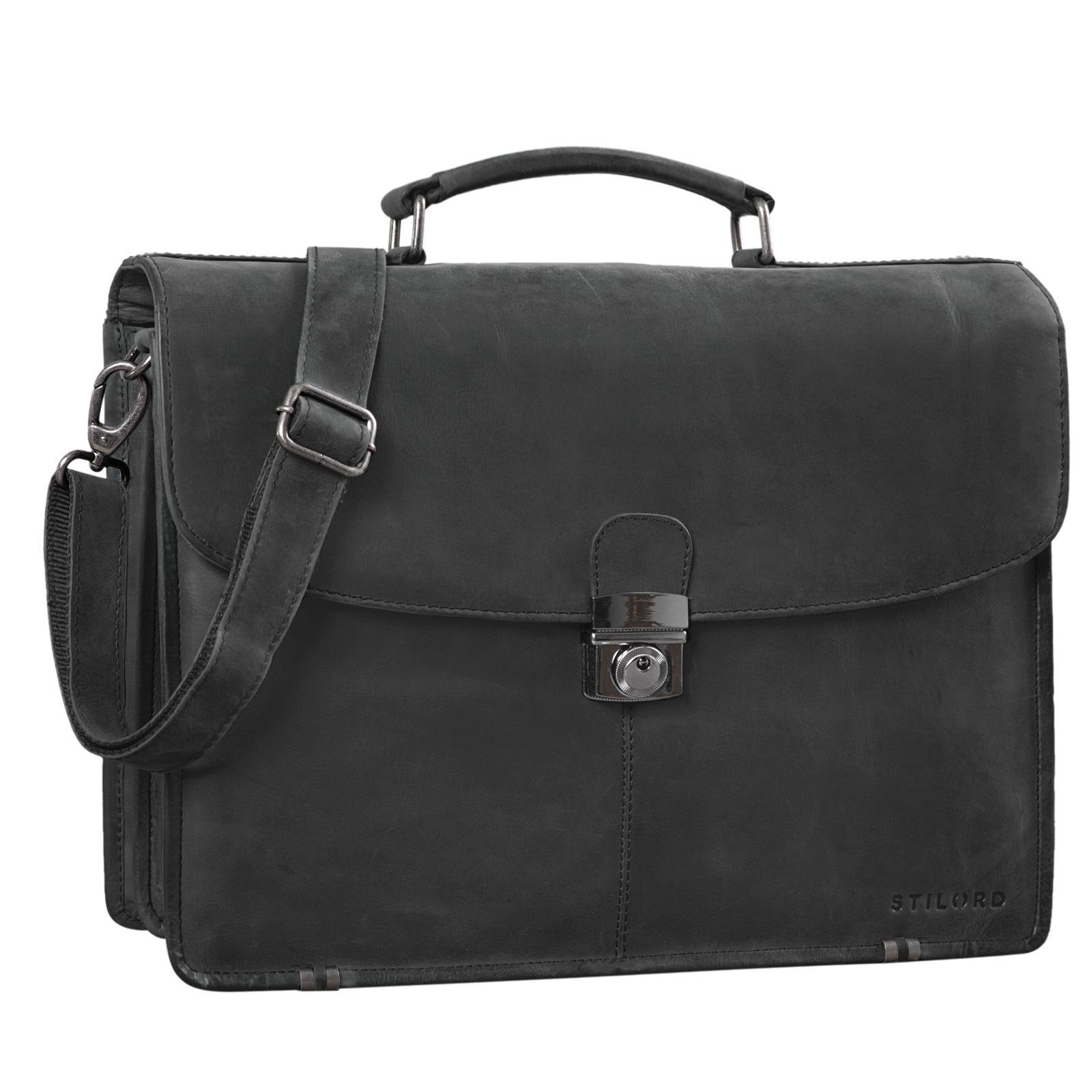 STILORD Laptoptasche "Miguel" Klassische Leder Aktentasche Herren anthrazit