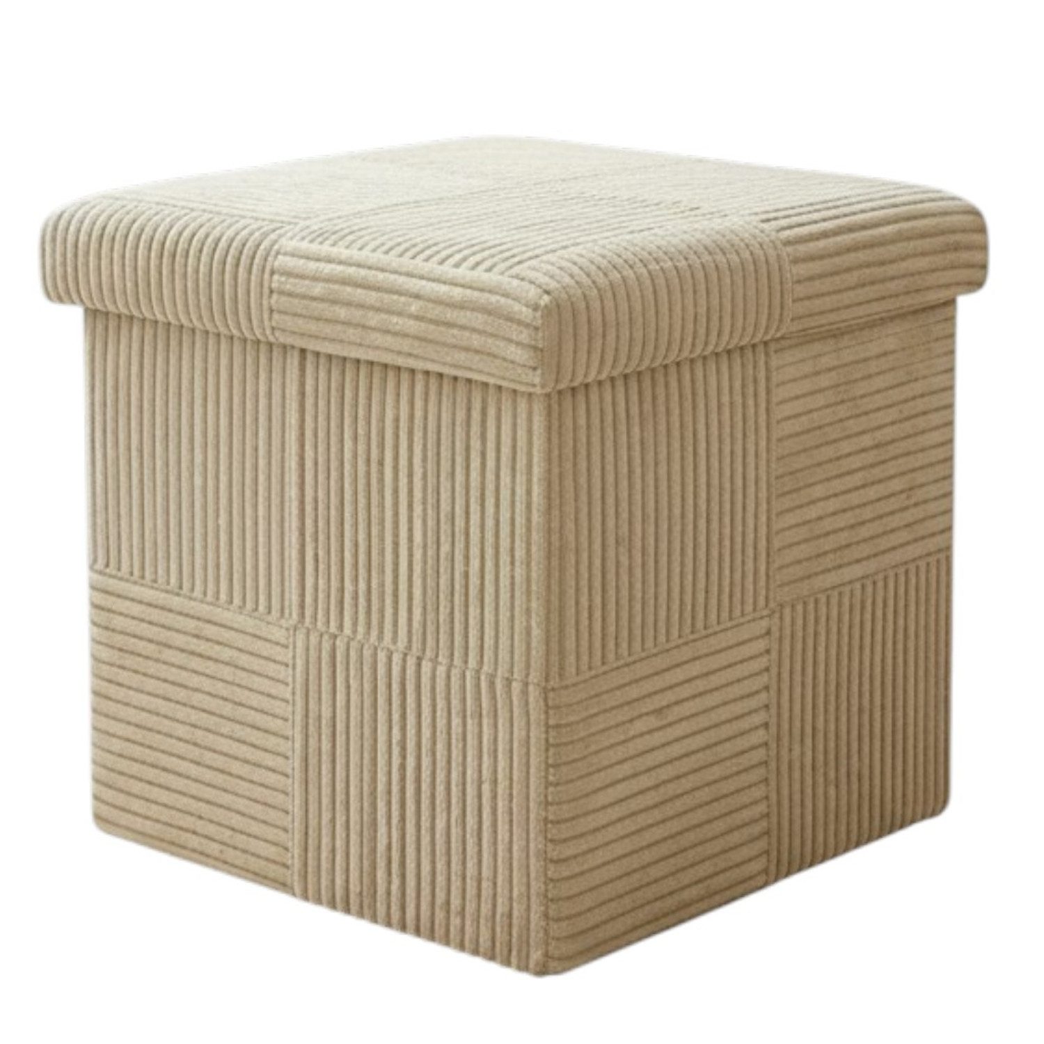 Macosa Home Stauraumhocker Sitzhocker faltbar mit Deckel 38 cm Creme od. Grau (Hocker Falthocker Aufbewahrung modern, 1 St., Hocker Falthocker Aufbewahrung modern), Sitzwürfel Cord Aufbewahrungshocker
