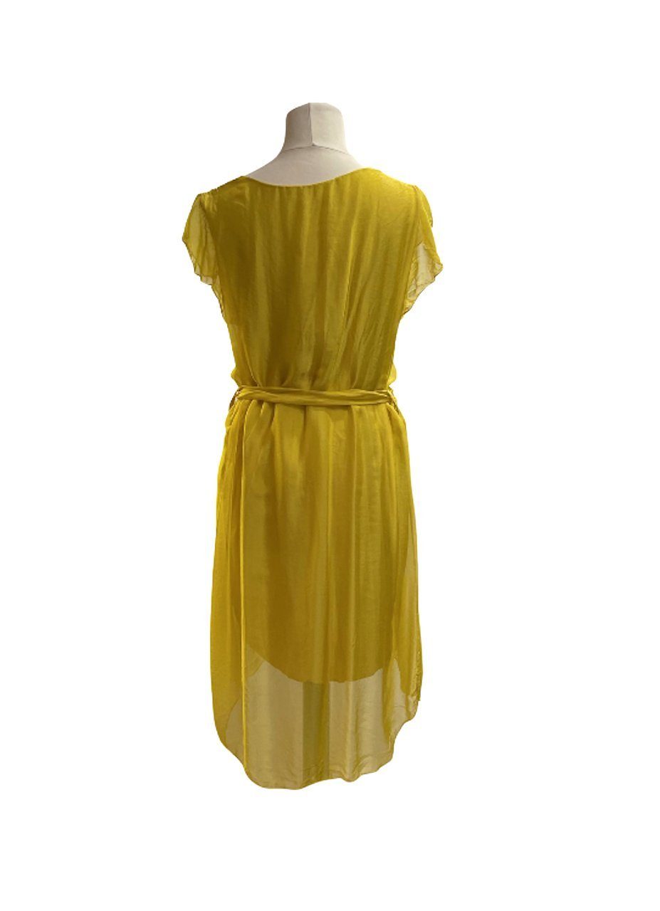 Herbst Sommer Seidenkleid BZNA Kleid mit Sommerkleid Gelb Muster
