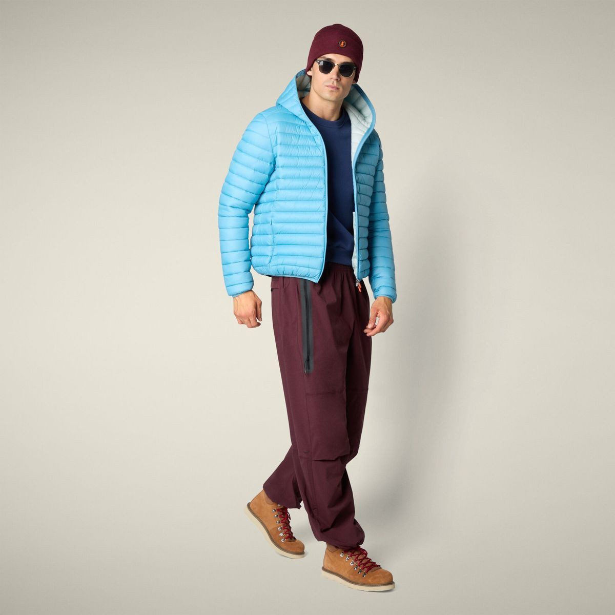 SAVE THE DUCK Steppjacke Donald Stilvolle, winddichte Herrenjacke mit Kapuze und Slim-Fit-Schnitt für