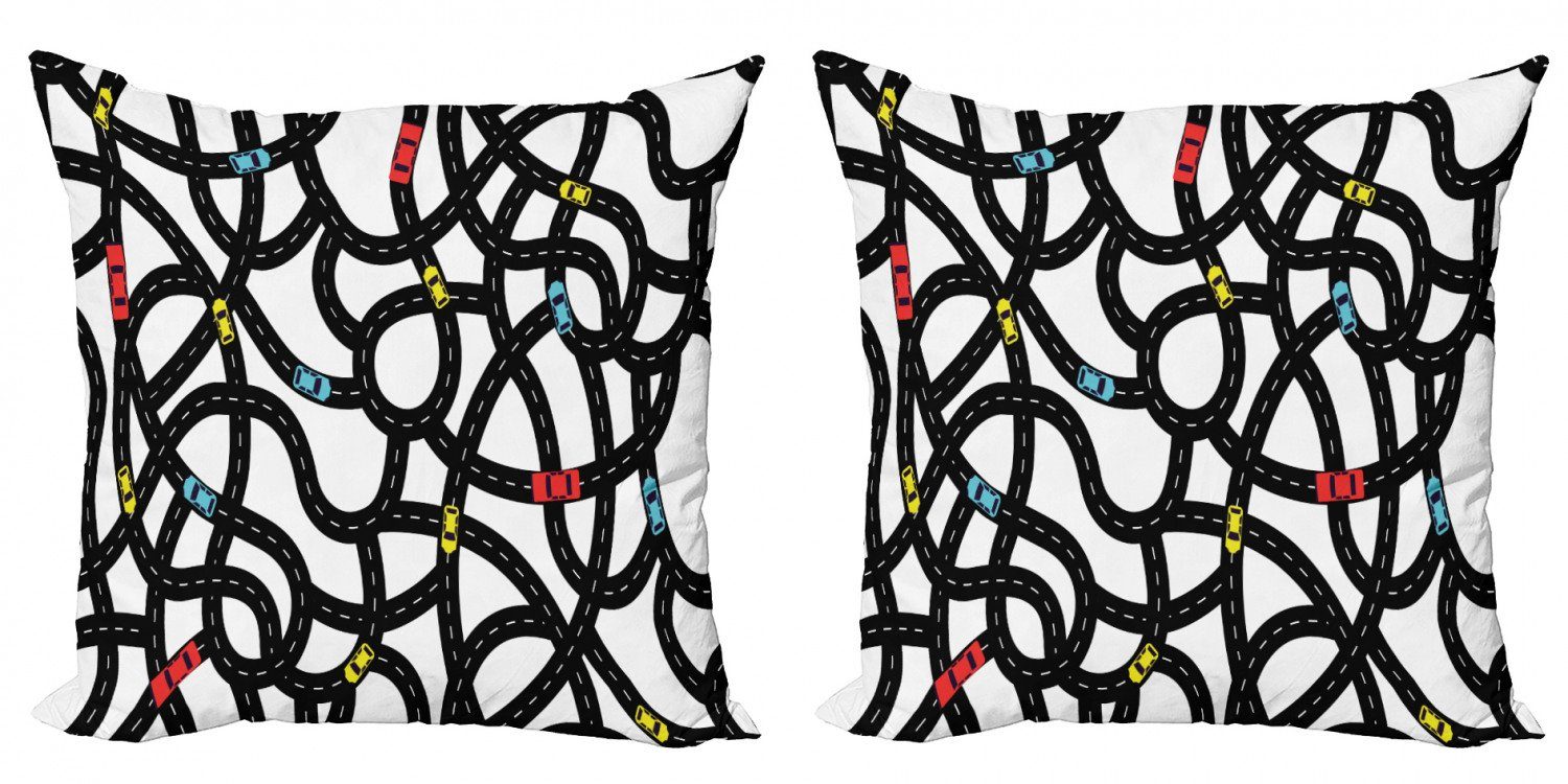 Doppelseitiger Modern Themed Städtische Autos Kissenbezüge Abakuhaus Straßenplanung Digitaldruck, Accent Stück), (2