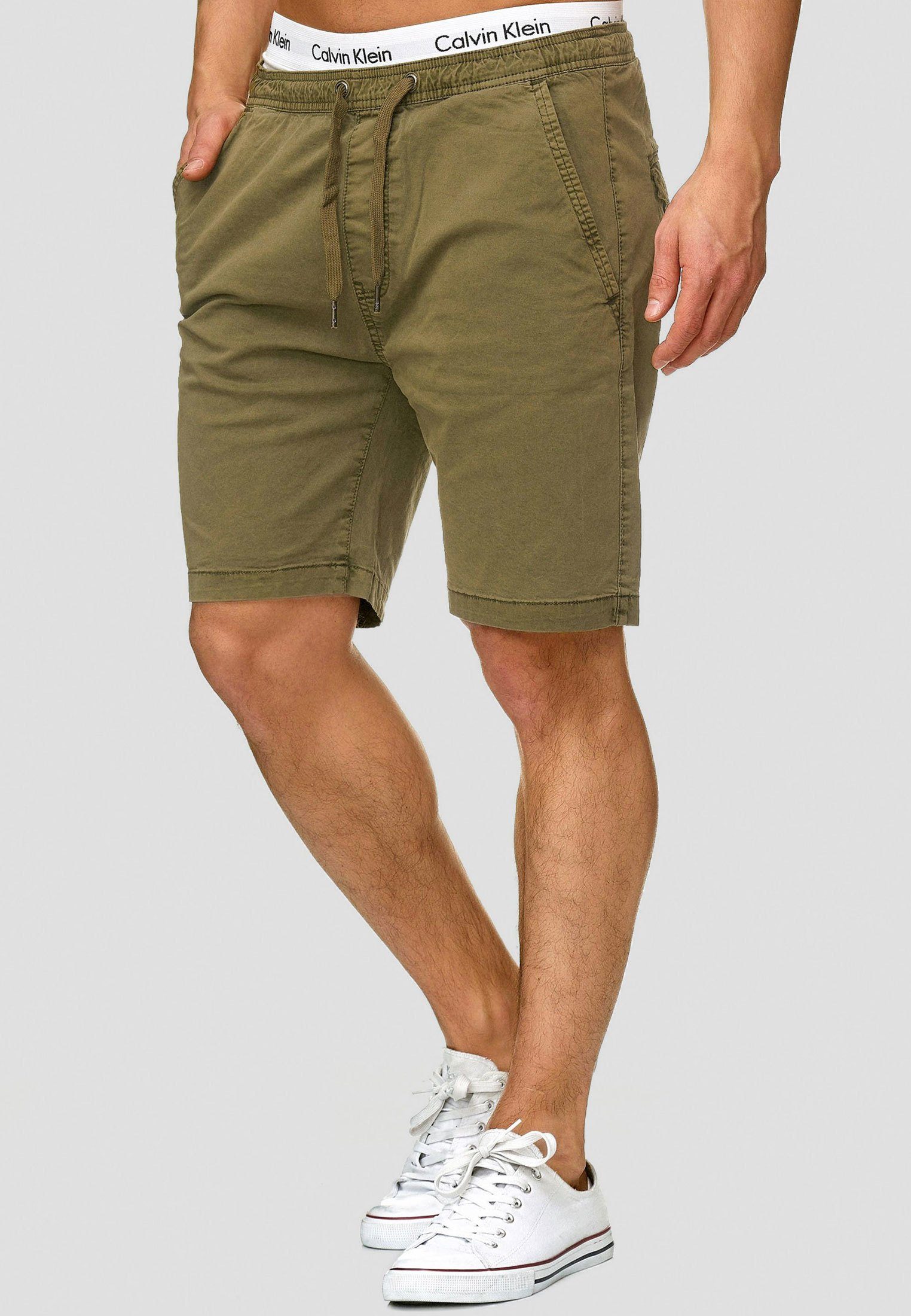 Indicode Chinoshorts Herren Kelowna Chino Shorts Herrenshorts mit elastischem Bund und Kordelzug