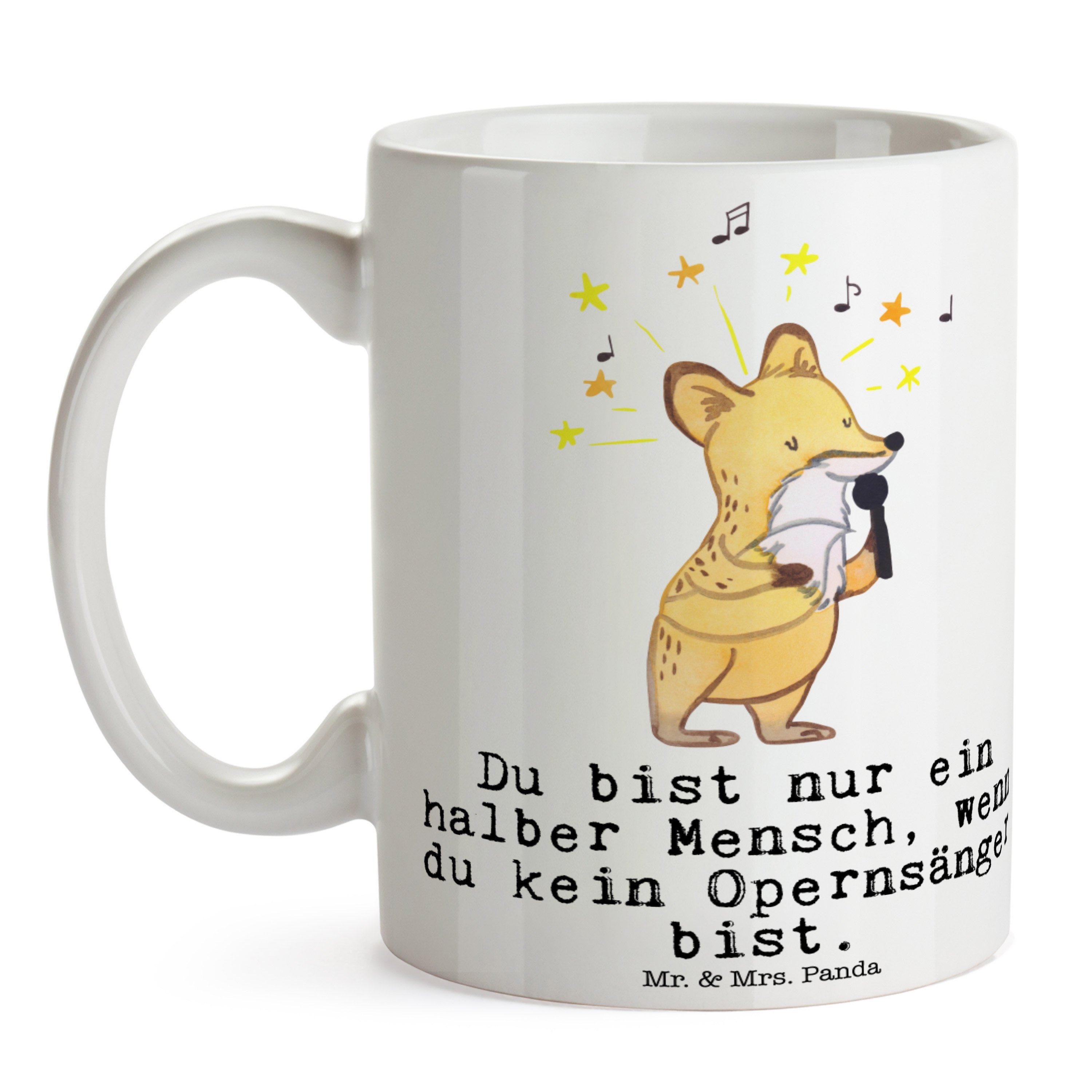 Keramik Kaffeeb, Weiß & Geschenk, Motive, Tasse Tasse - Mr. Panda - Herz Mrs. Opernsänger mit Becher,