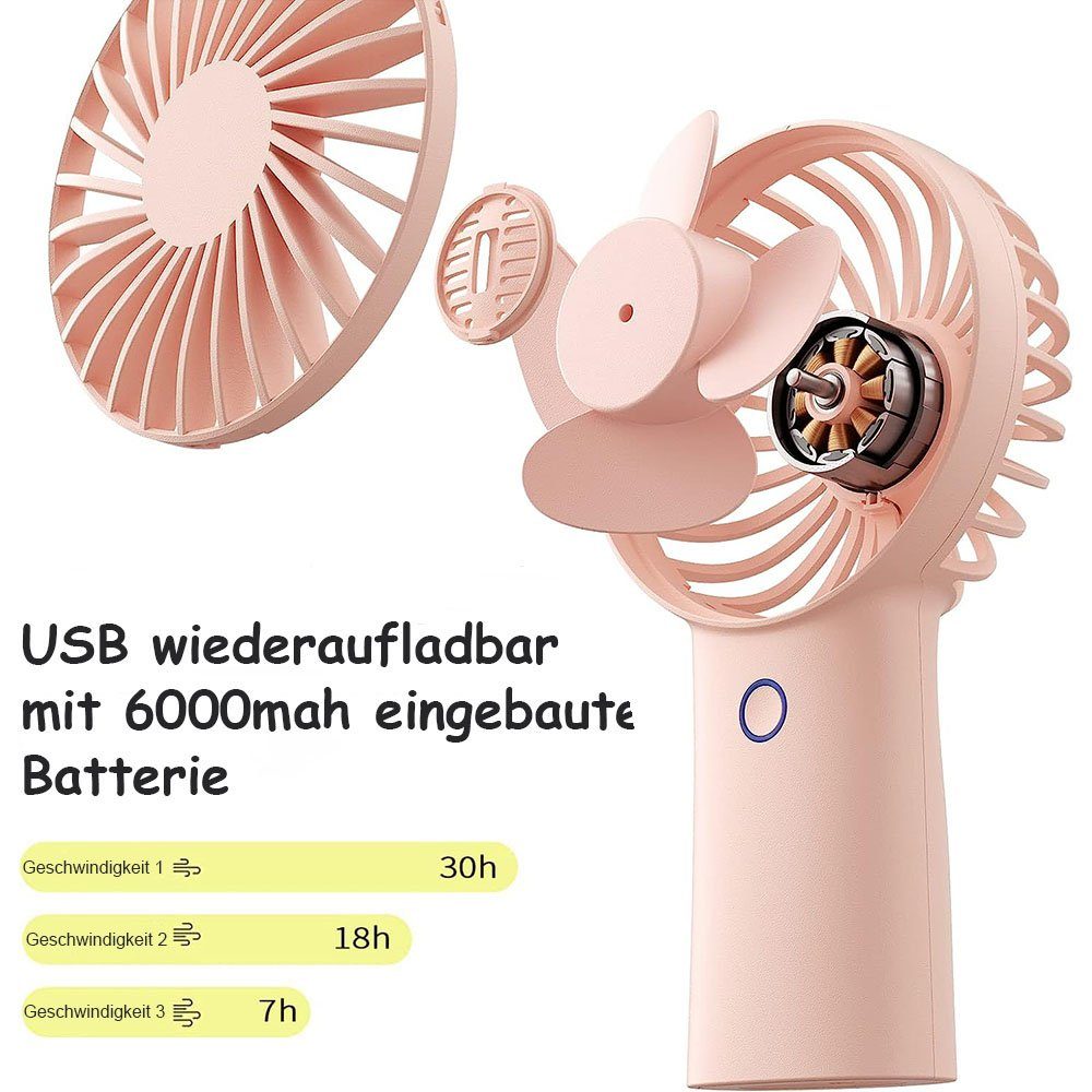 Rosa MOUTEN USB-3-Gang-Reise-/Büroventilator tragbarer Handventilator, Heizkörperventilator