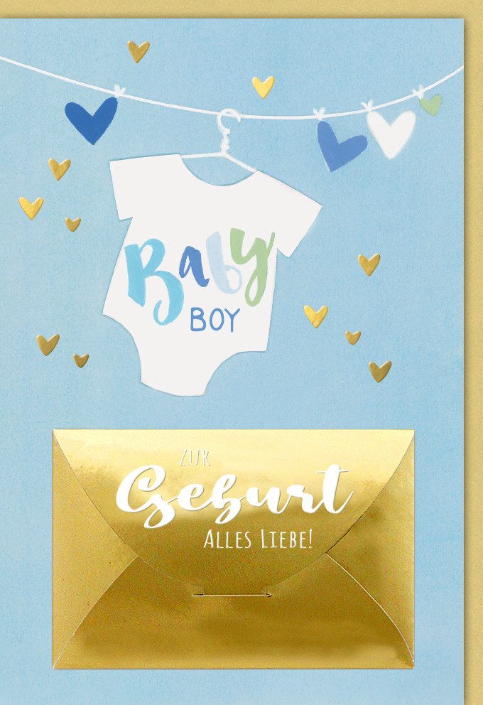 Grußkarten Geburt – Baby – Freudiges Ereignis – Geldkarte - Karte mit Umschlag