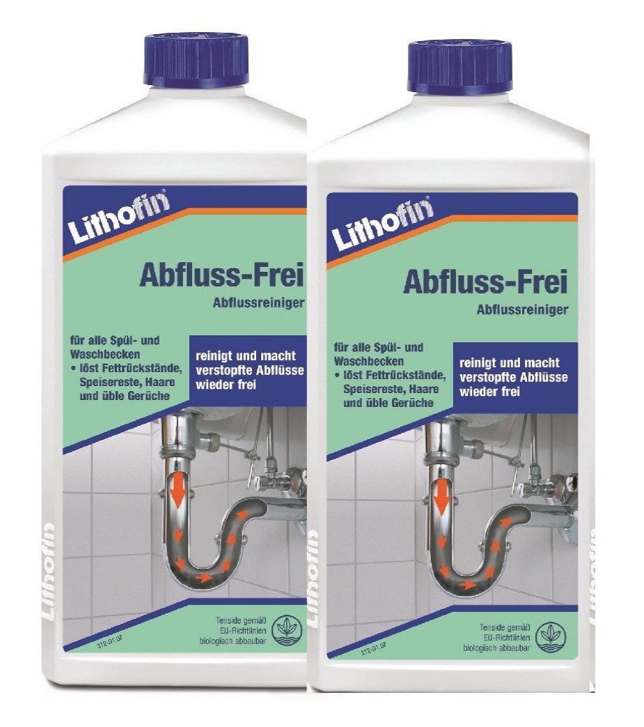 Lithofin Lithofin Abfluss-Frei Abflussreiniger 2 x 1 Liter Reinigungskonzentrat