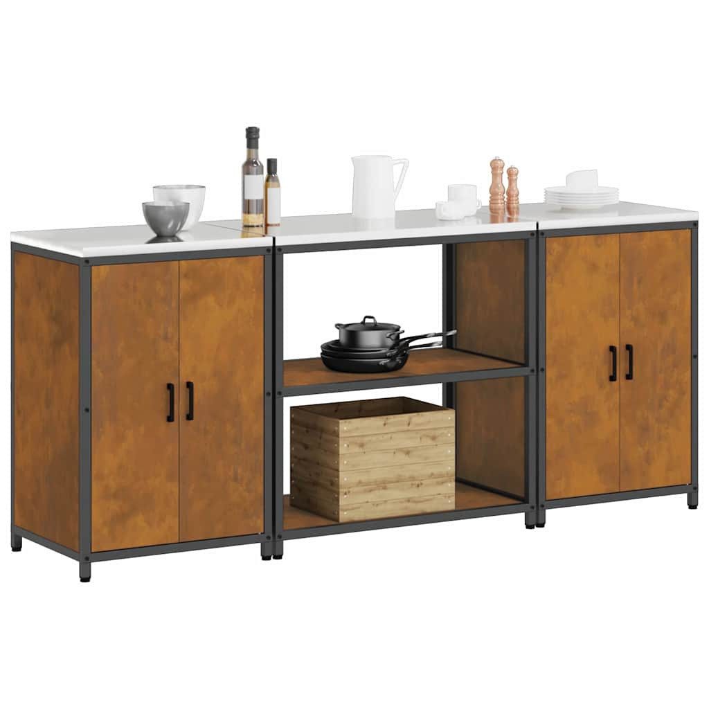 vidaXL Unterschrank 210 x 50 x 92 cm Küchenlager-Set mit Regal mit Speicher mit Tür 3 pcs