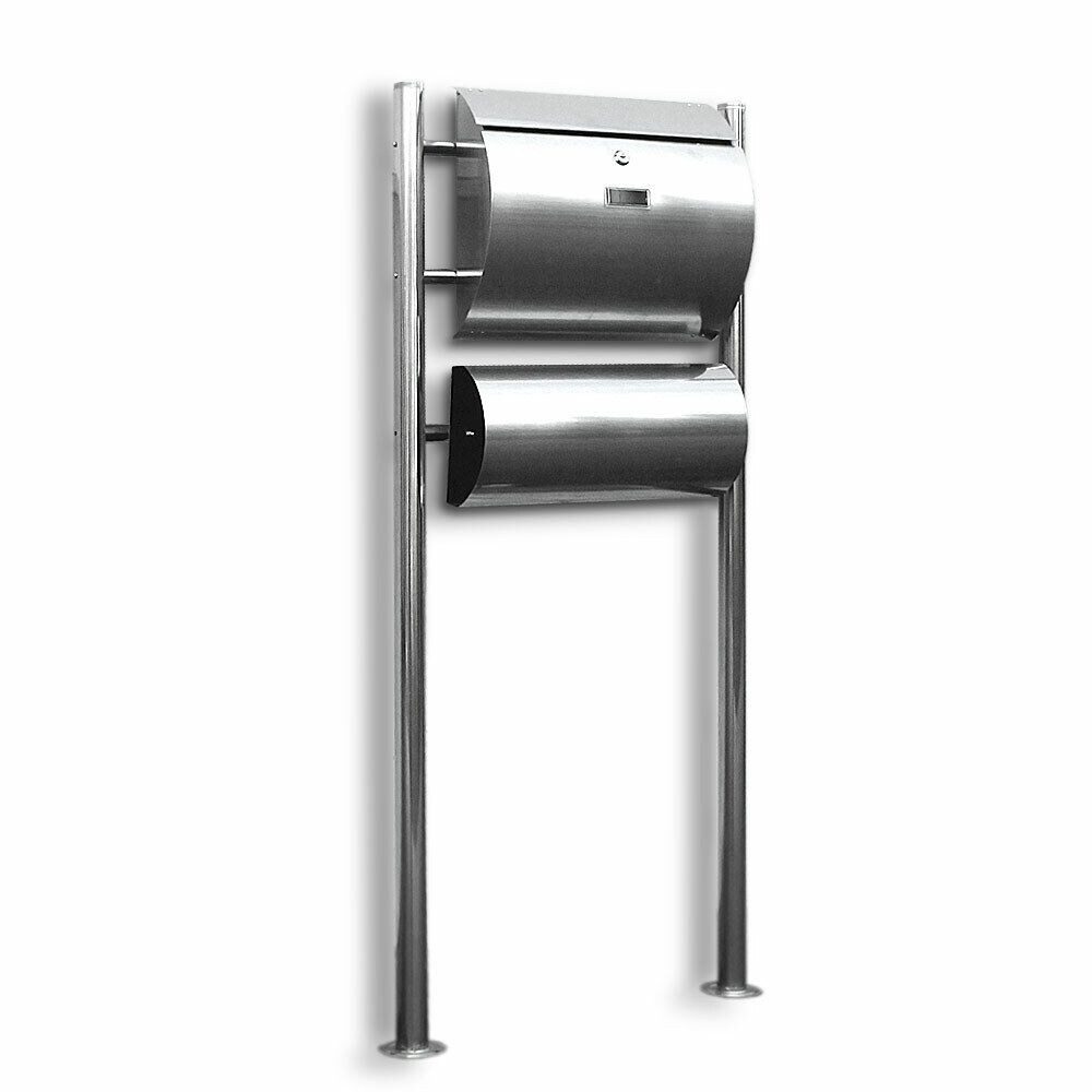 Bituxx Standbriefkasten Edelstahl mit separater Zeitungsrolle (MS-11385) – Bild 2 von 4