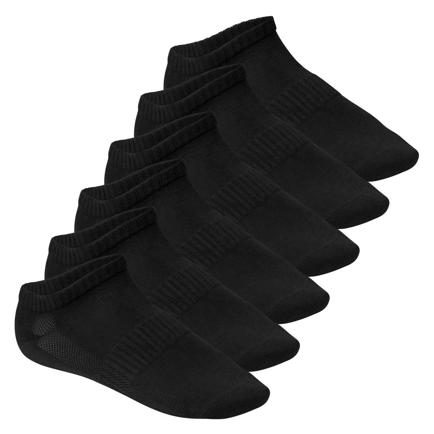 Footstar Füßlinge Damen & Herren Fitness Sneaker Socken (6 Paar) Mesh-Strick Schwarz