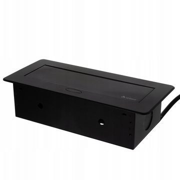 ISO TRADE Versenkbare Einbausteckdose 2-fach USB Einbau-Tischsteckdosenleiste Einbau-Tischsteckdose