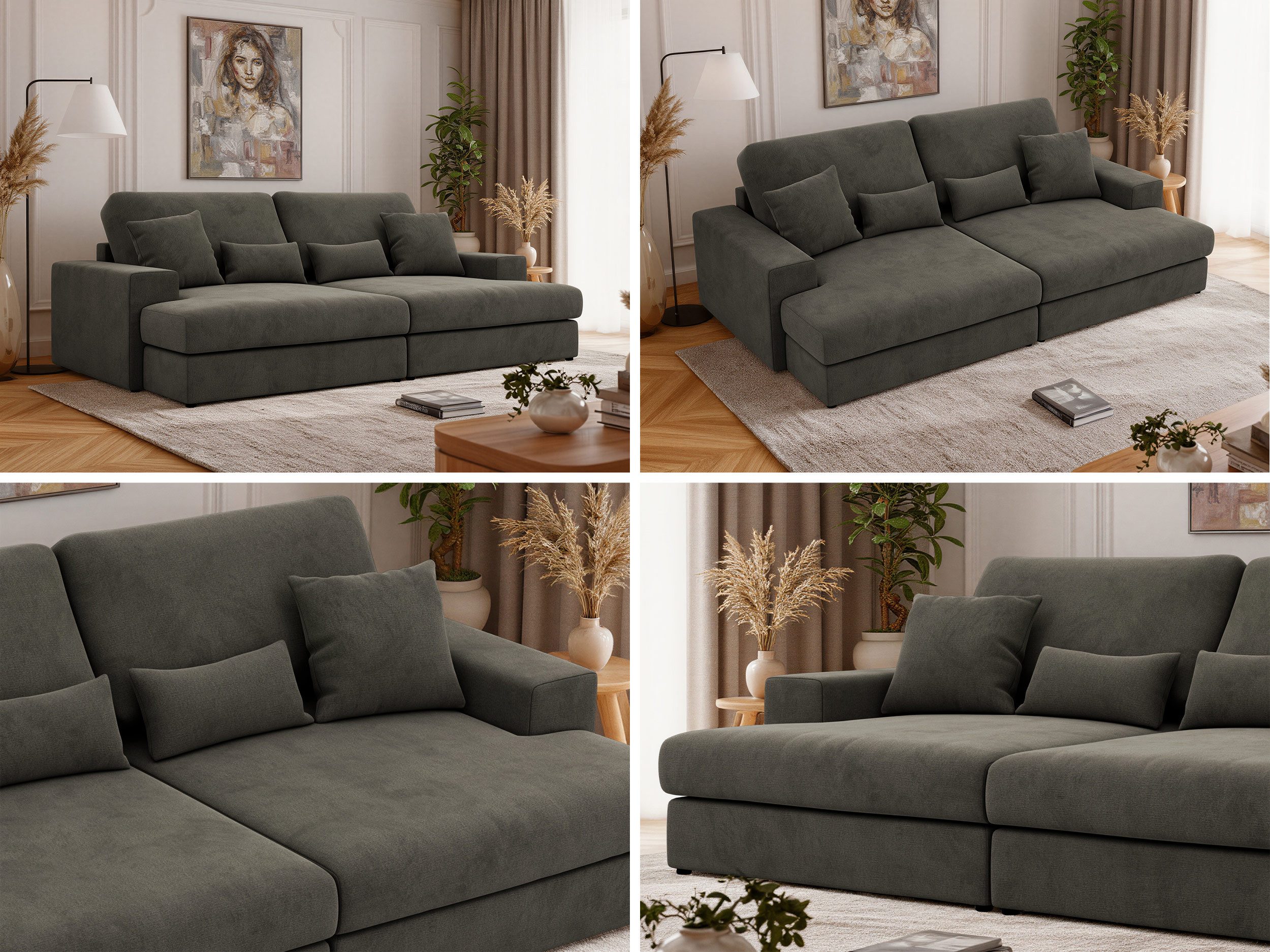 MKS MÖBEL Big-Sofa ANERO, 4-Sitzer sofa, mit großer Sitztiefe und elastischen Polstergurten