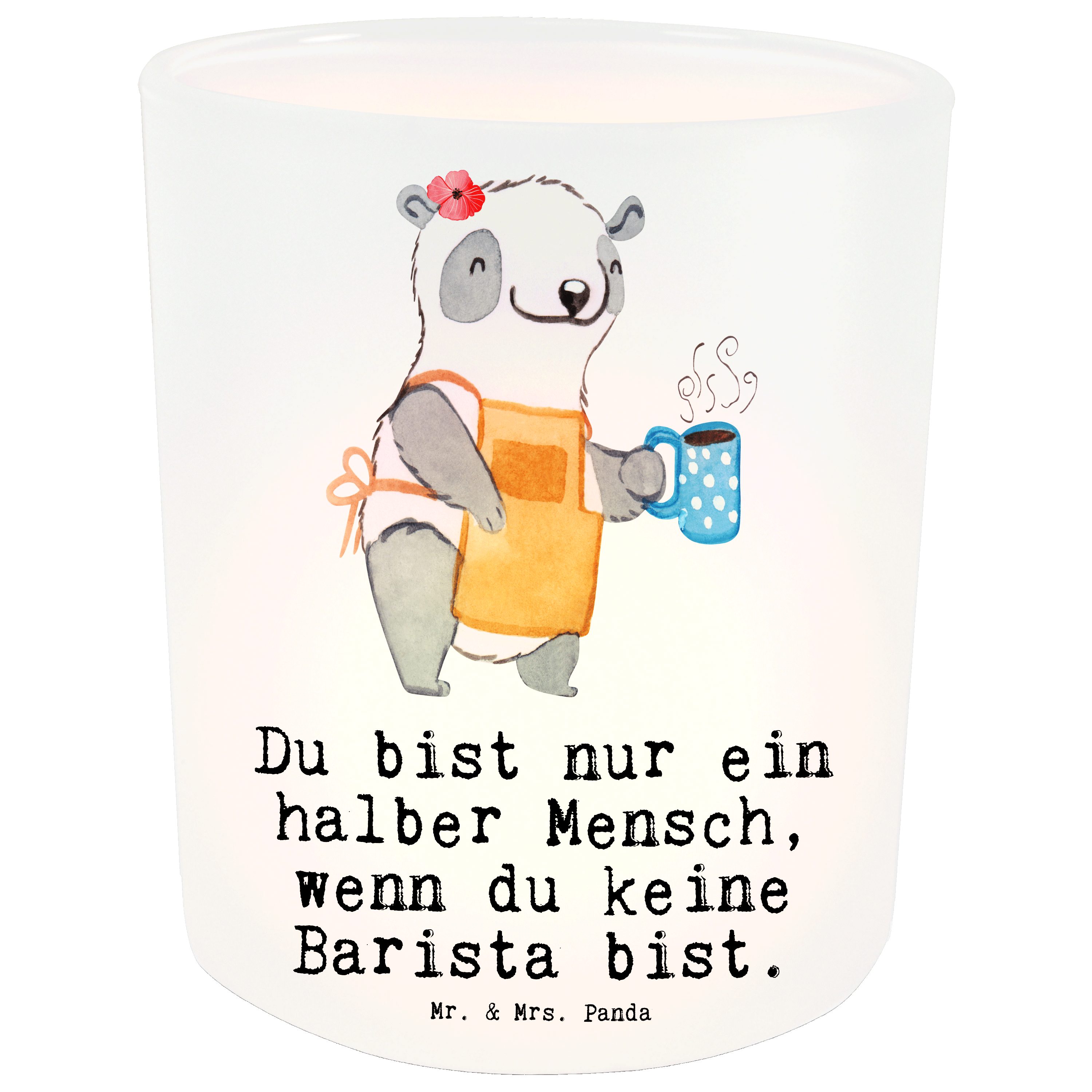 - St) Mr. & Mrs. Kaffee, Panda Wi (1 Windlicht Geschenk, Cafe, Herz mit Eröffnung - Barista Transparent