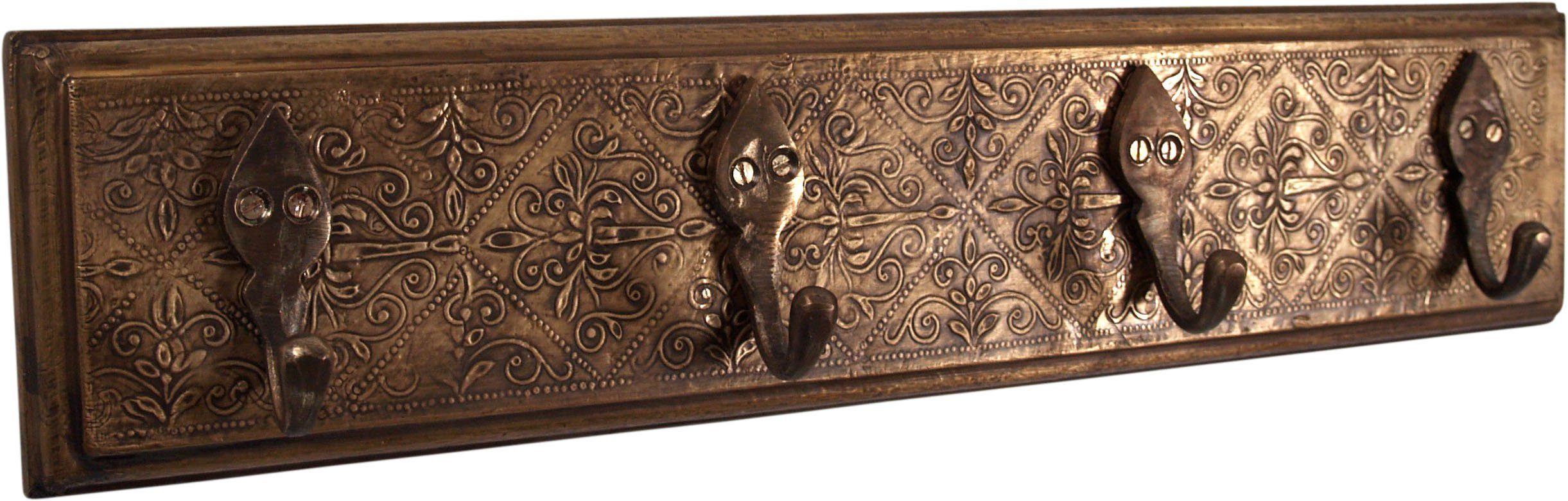 Guru-Shop Kleiderhaken 4èr Vintage Wandhaken mit Messingverzierungen,..