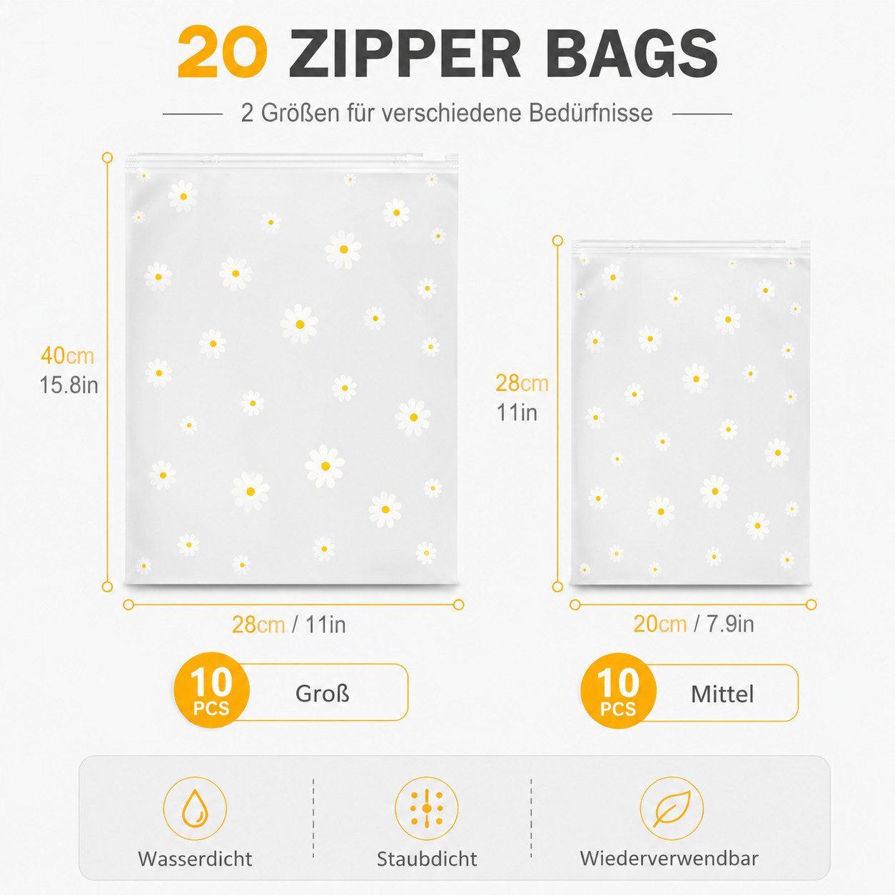 ALARA HOME Kofferorganizer 20 Stück Reise Kleidertaschen Organizer Zip Beutel Wasserdicht