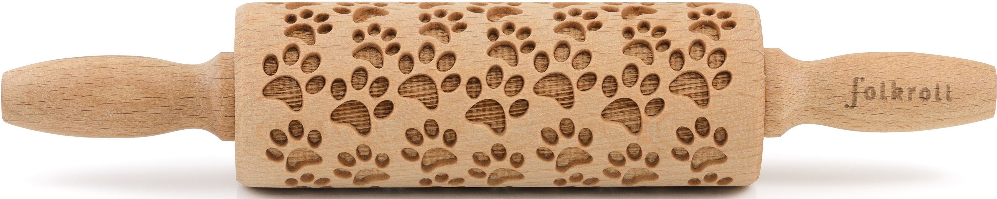 folkroll Teigroller 3D-Motiv-Teigrolle, Hundepfote