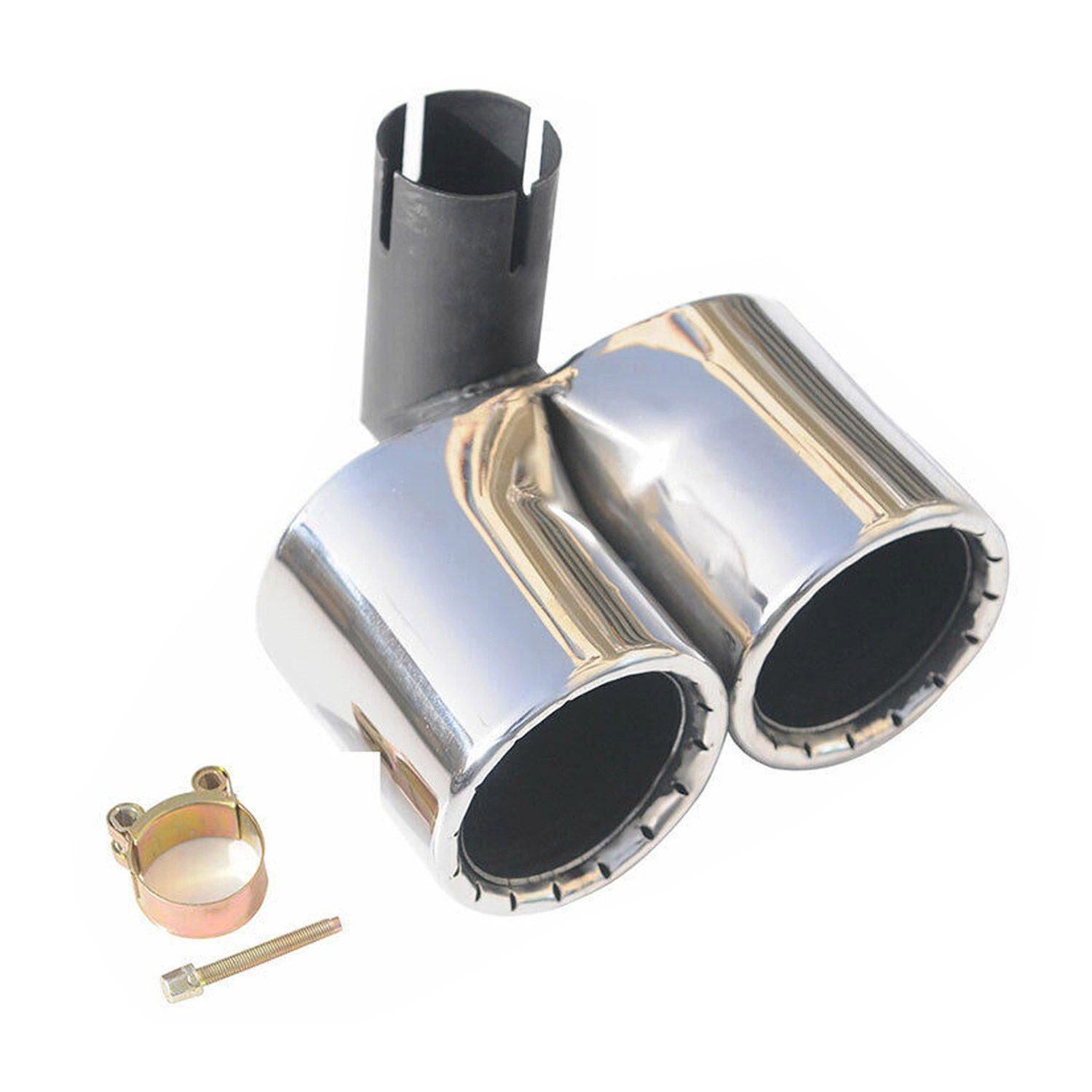 OMAC Auspuff-Flexrohr Auspuffblende Endrohr für Smart ForTwo 1998-2007 Edelstahl Chrom 1tlg, (1-tlg), Leicht austauschbar - Doppelter Ausgang