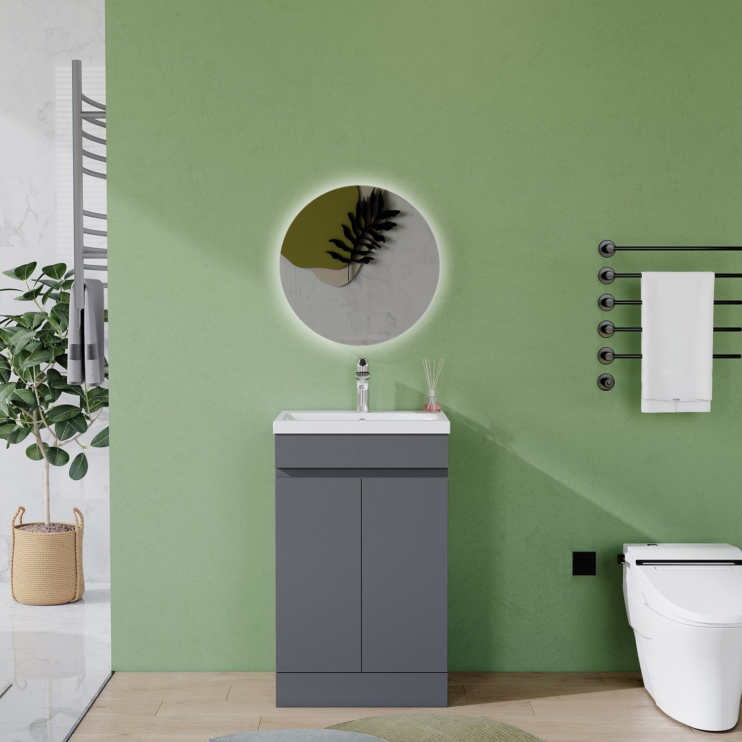 duschspa Waschtisch Badmöbel 50 cm Waschbecken mit Unterschrank, Standschrank