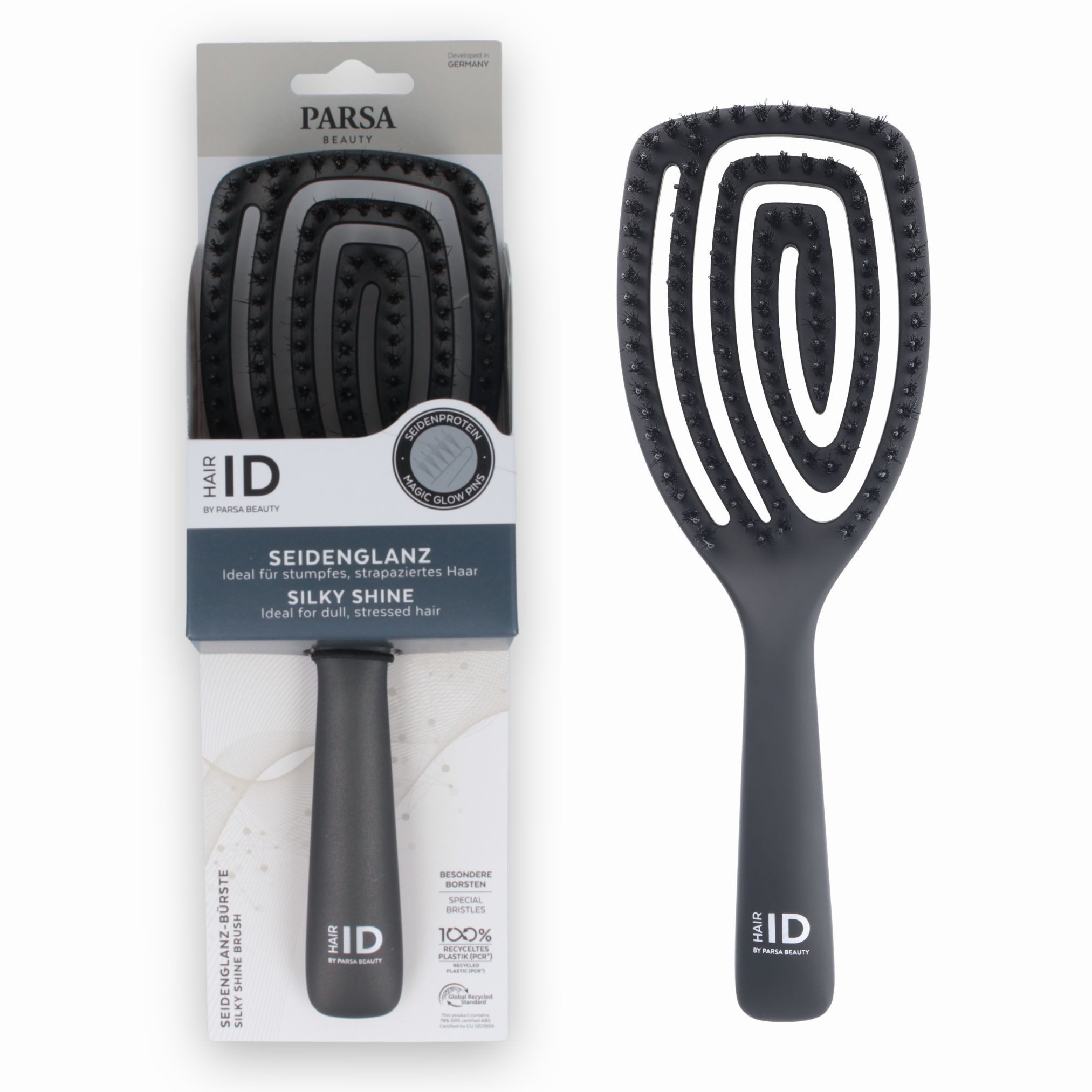 PARSA Beauty Haarbürste Hair ID Seidenglanz-Bürste, Glanz & Pflege mit Seidenproteinen