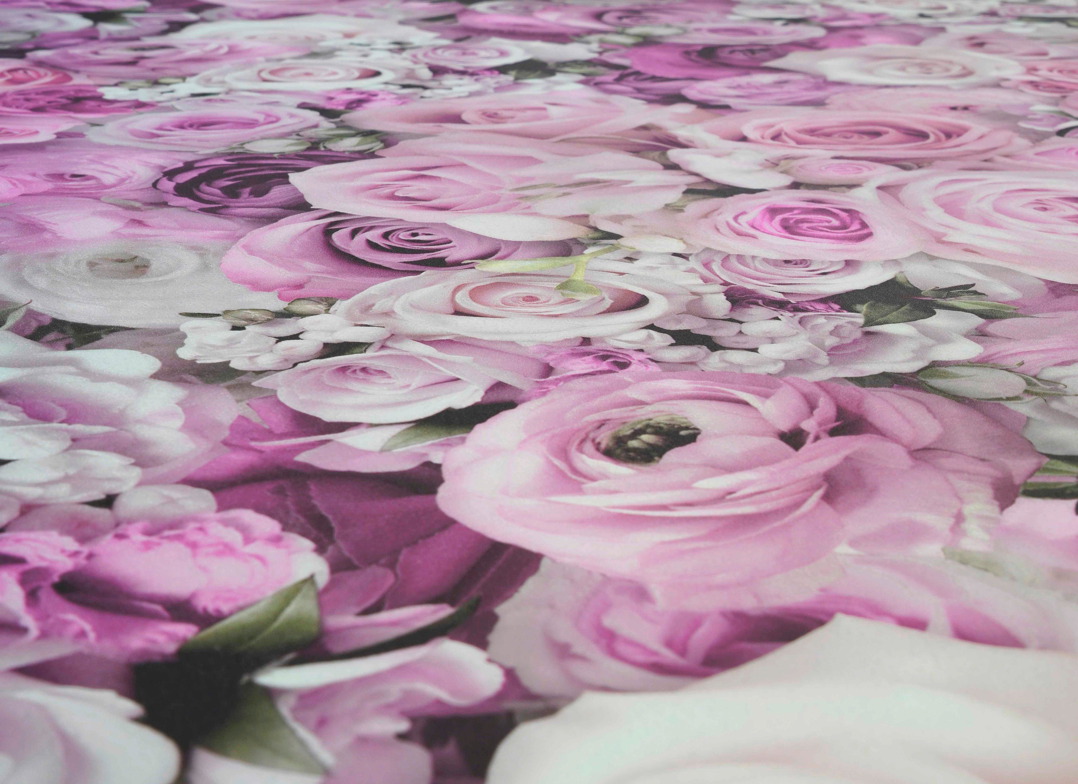 x Tapete 0,52 Selbstklebend living Floral Wweiß 3D, Panel Vinyltapete glatt, floral, m Rosa Pop walls Up Rosen 2,50 m Panel
