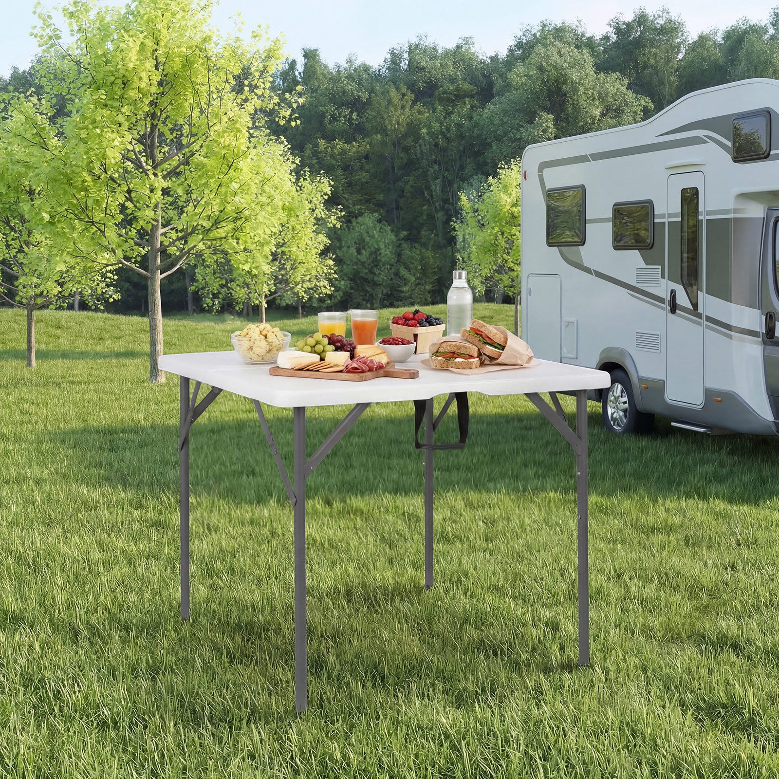 COSTWAY Campingtisch (1-St), Klapptisch quadratisch, Balkontisch für Garten