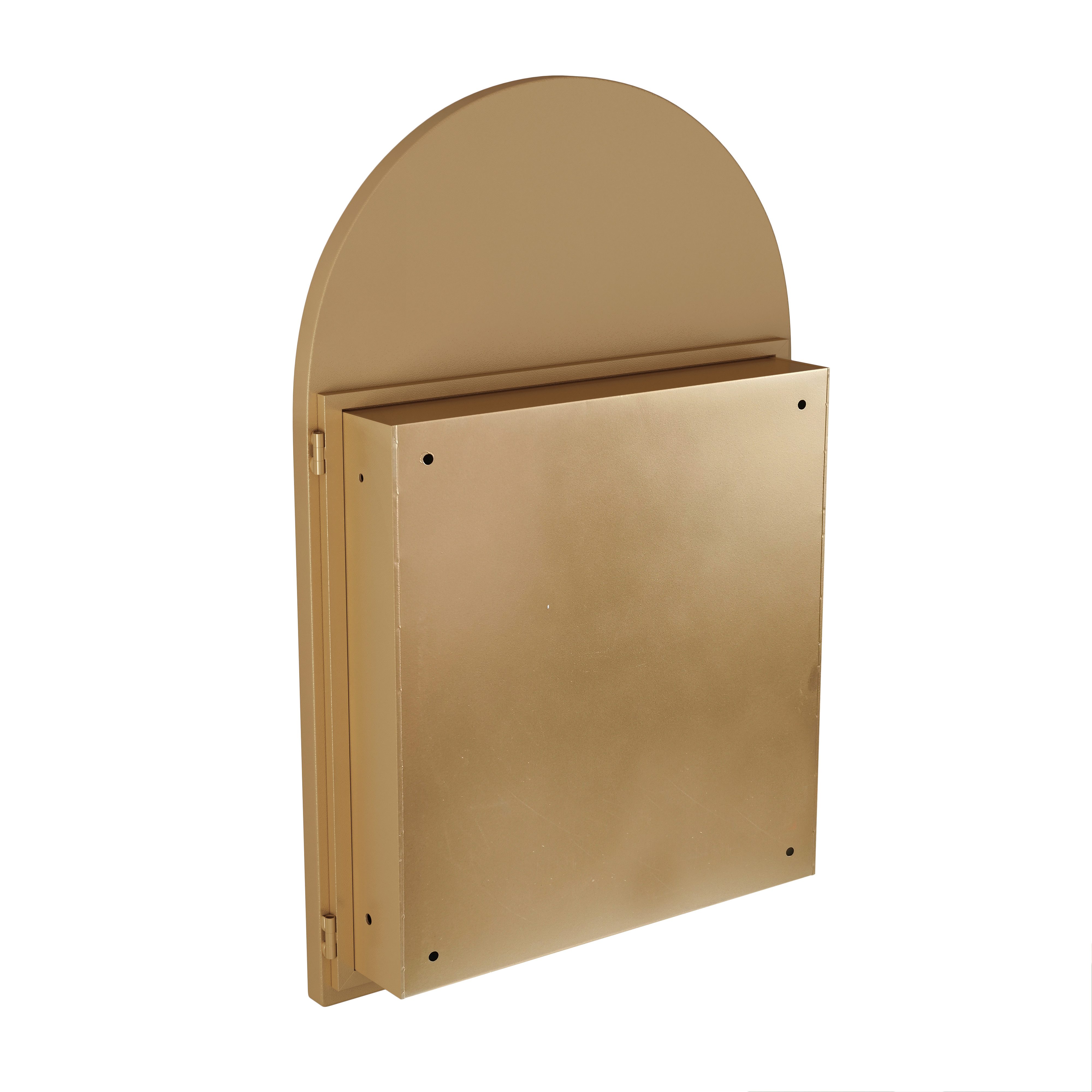 Celya Badezimmerspiegelschrank Hängeschrank mit Metallrahmen, Einbau-Medizinschrank, Verstellbar (Wandschrank mit Metallrahmen, Spiegel und verstellbaren Einlegeböden) Stilvoller gewölbter Spiegelschrank, eingelassener Medizinschrank