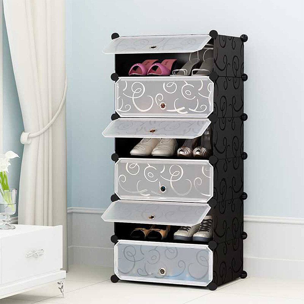 JEOBEST Schuhschrank Modularer Kombischrank, DIY Schuhschrank mit Tür (1/2-St) 6 Fächer, Kunststoff, für Platzsparende – Bild 2 von 5