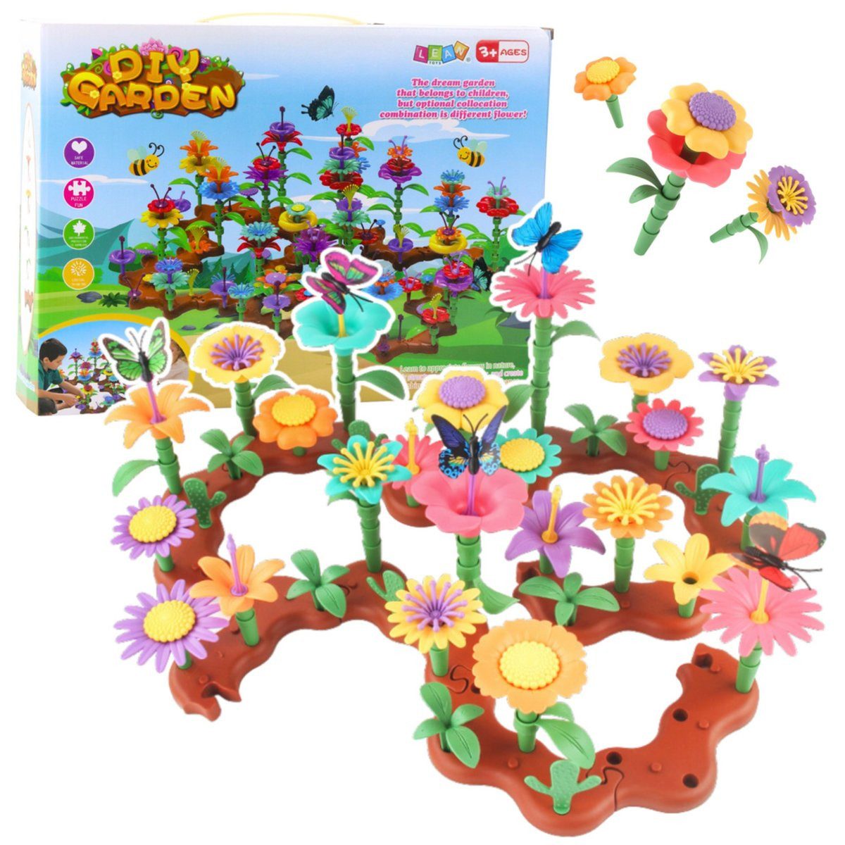 Wisam Kreatives Gartenblumen-Baustein-Set, 198-tlg. Spielbausteine