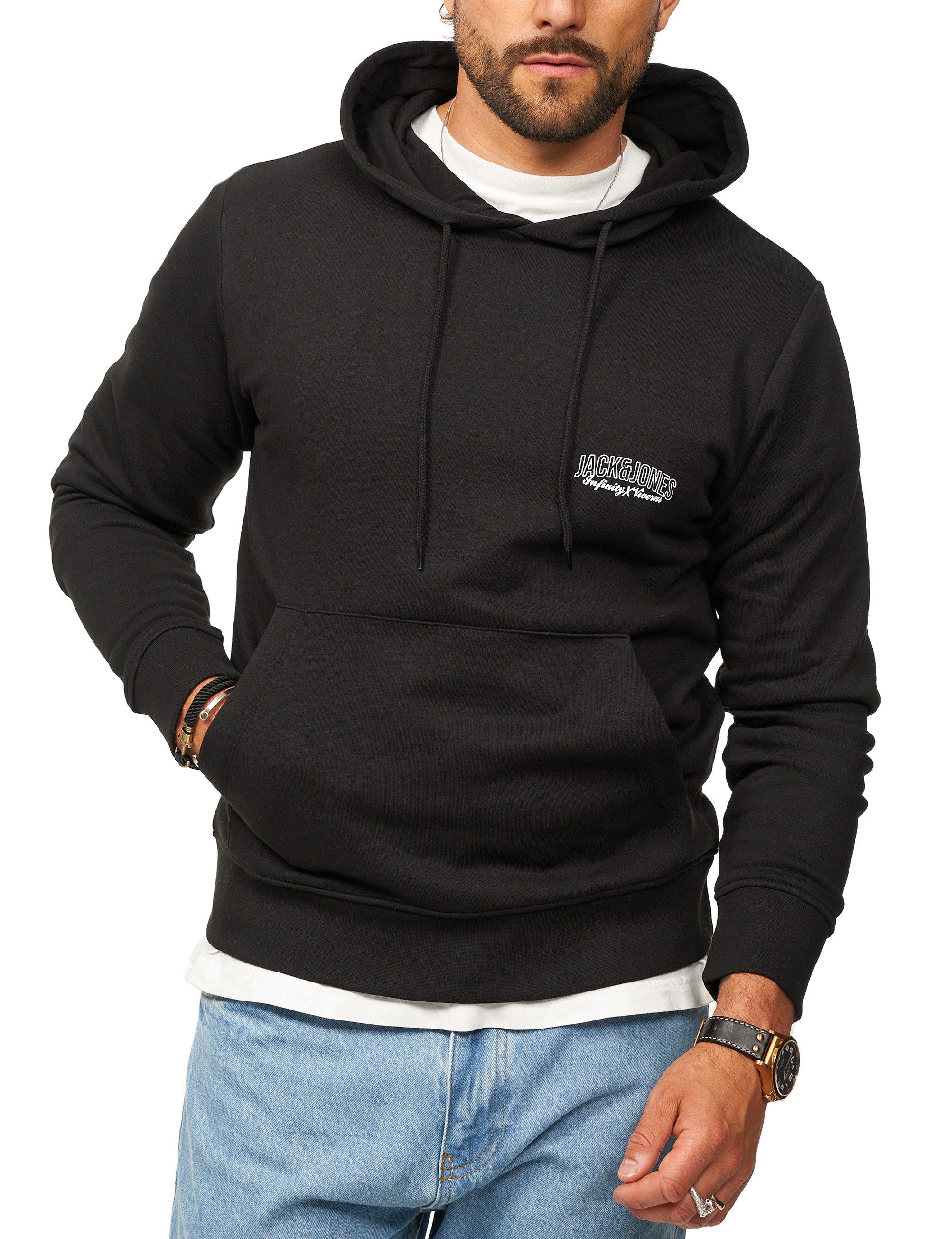 Jack & Jones Hoodie Kapuzenpullover Sweatshirt Kapuzensweatshirt Herren Pullover mit Logopatch und Kapuze im Regular Fit