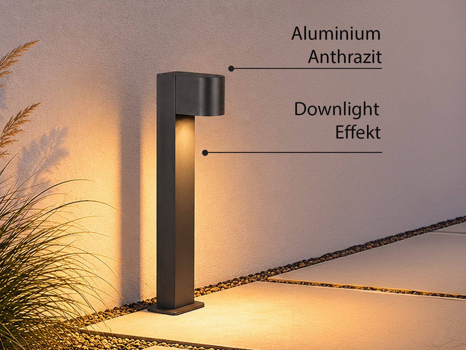 TRIO Leuchten LED Pollerleuchte Anthrazit mit GU10 LED, Höhe 50cm, LED wechselbar, Warmweiß, Wegeleuchte zur Garten Wegbeleuchtung, Außenleuchte Gartenlampe