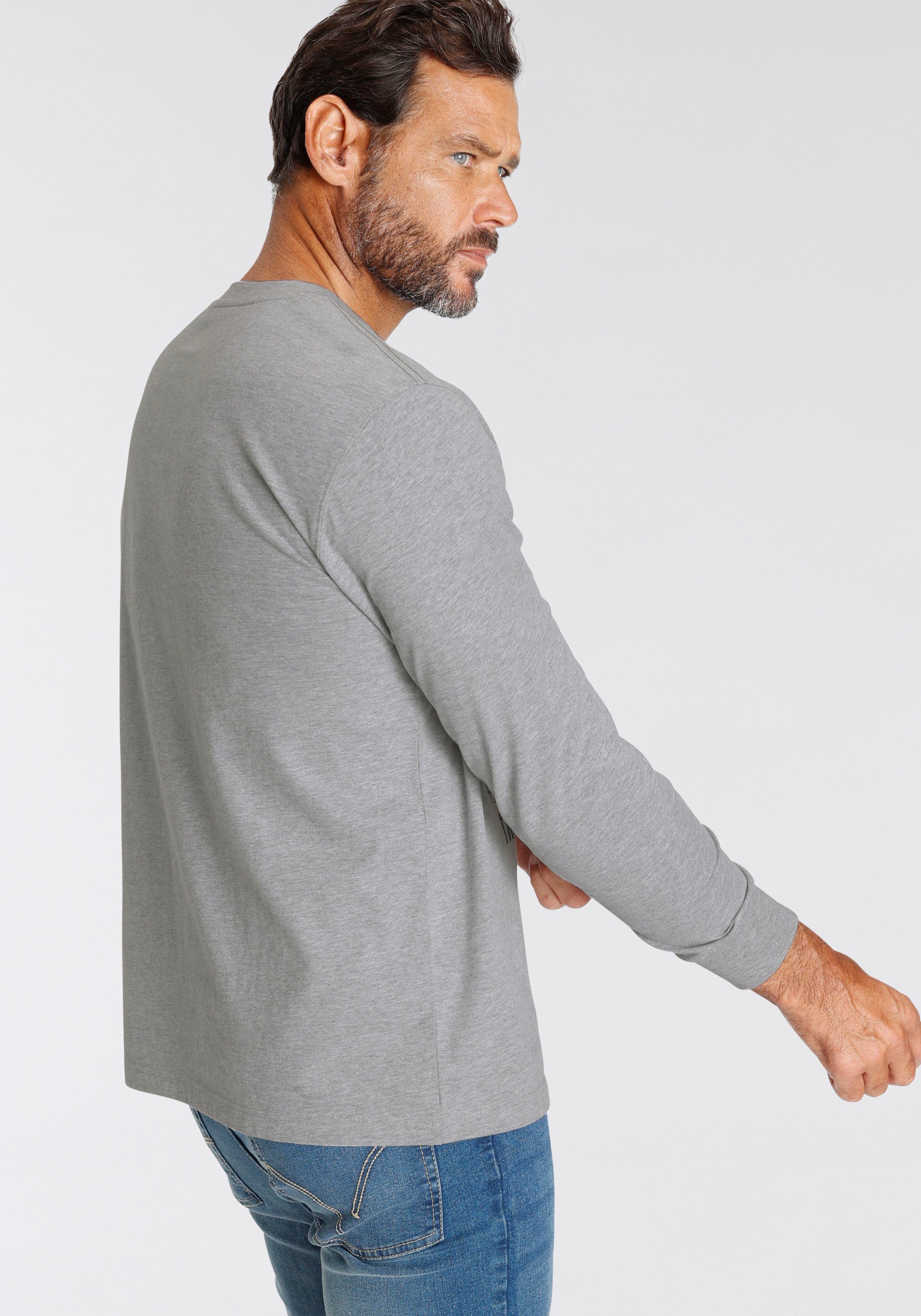 Man's World Langarmshirt neue Farbe! Langarm, bedruckt, aus Baumwolle und Viskose, mit Rippbündchen