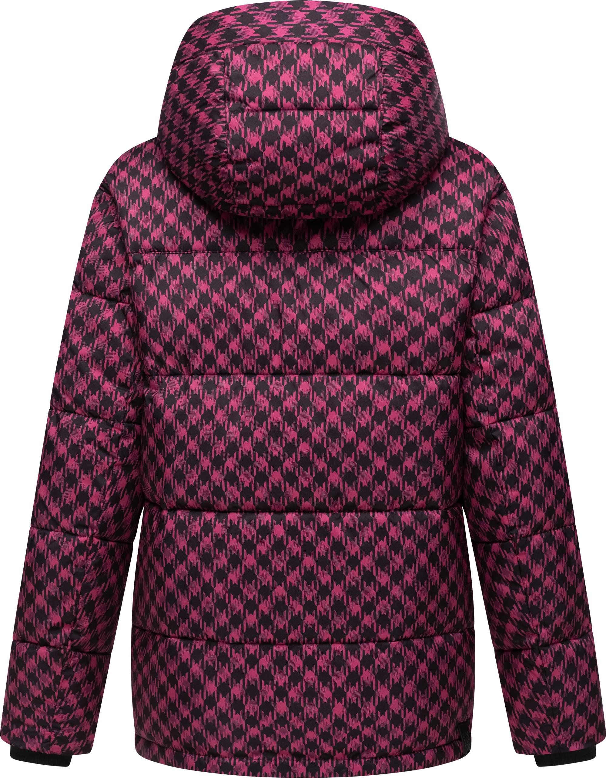 Ragwear Steppjacke Wikesh Print Wasserdichte Damen Winterjacke mit Hahnentritt-Muster