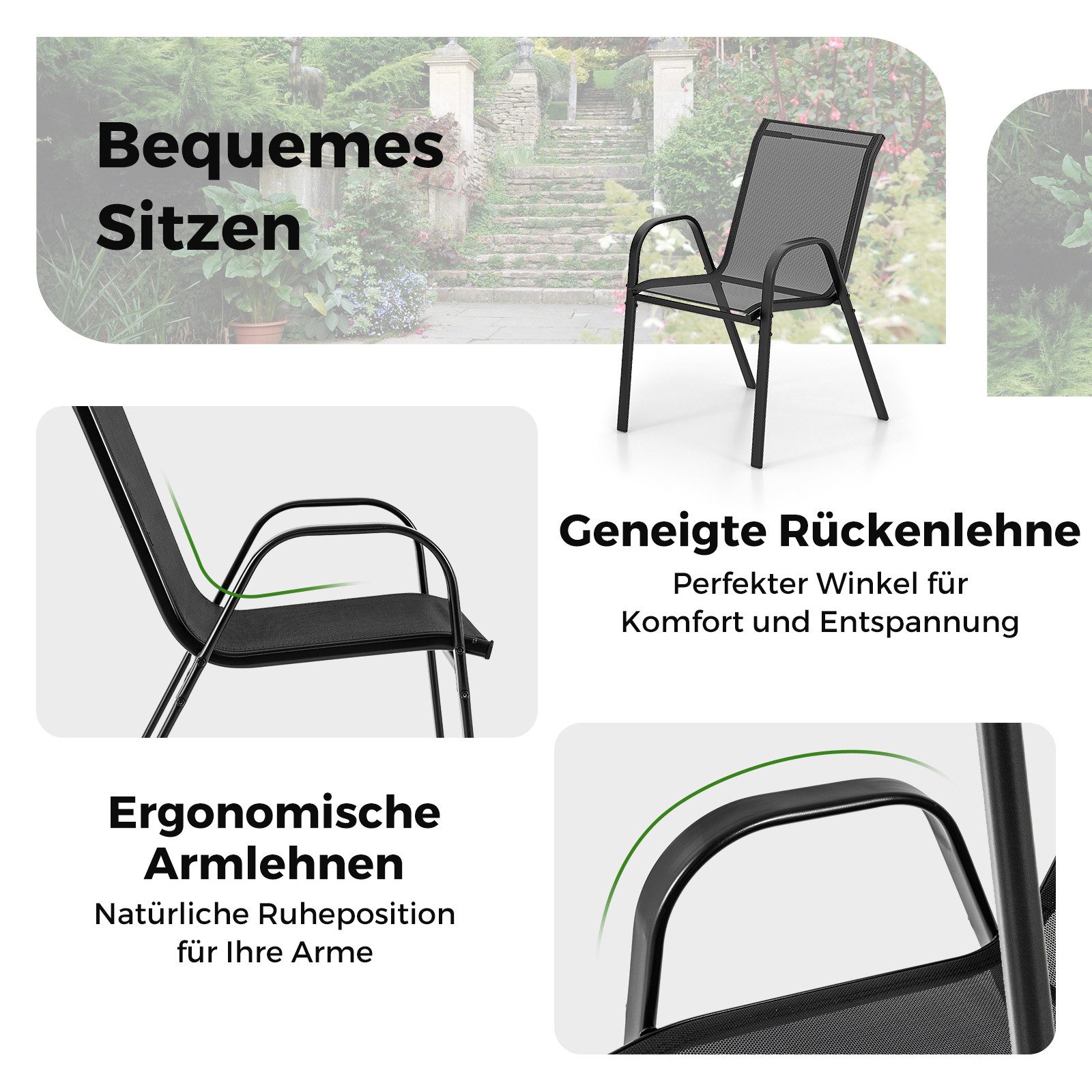 COSTWAY Balkonset 3 TLG. Sitzgruppe, mit 2 Stühle & 1 Tisch