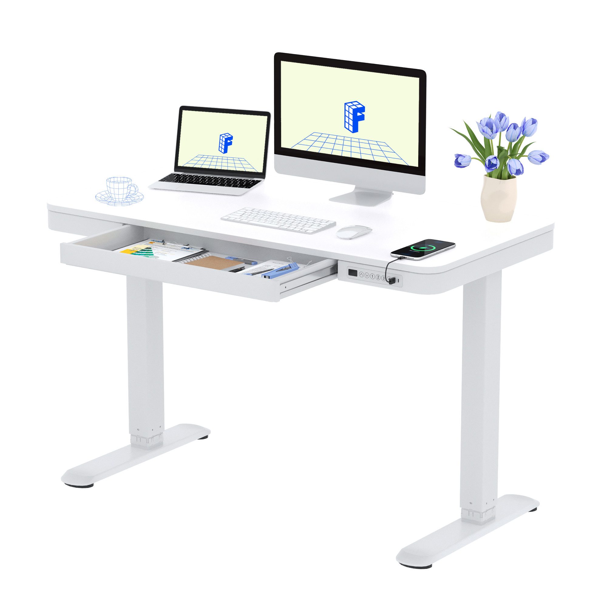 FLEXISPOT Schreibtisch Höhenverstellbarer Schreibtisch MIT Schubladen (mit günstig online kaufen