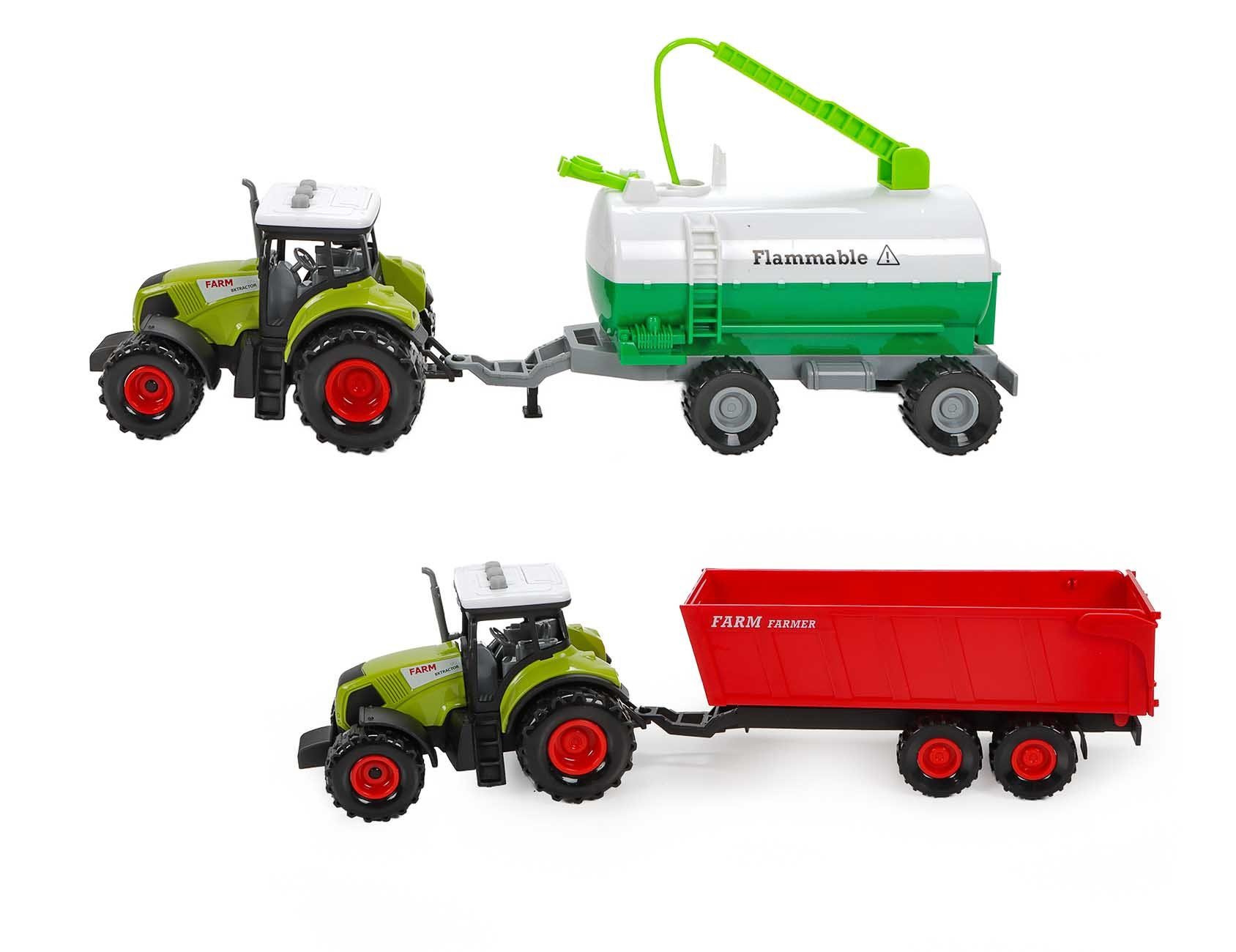 Bubble-Store Spielzeug-Traktor Bauernhof-Set, (Friktionsantrieb), Traktor mit Pflug-Anhänger und Ladekran