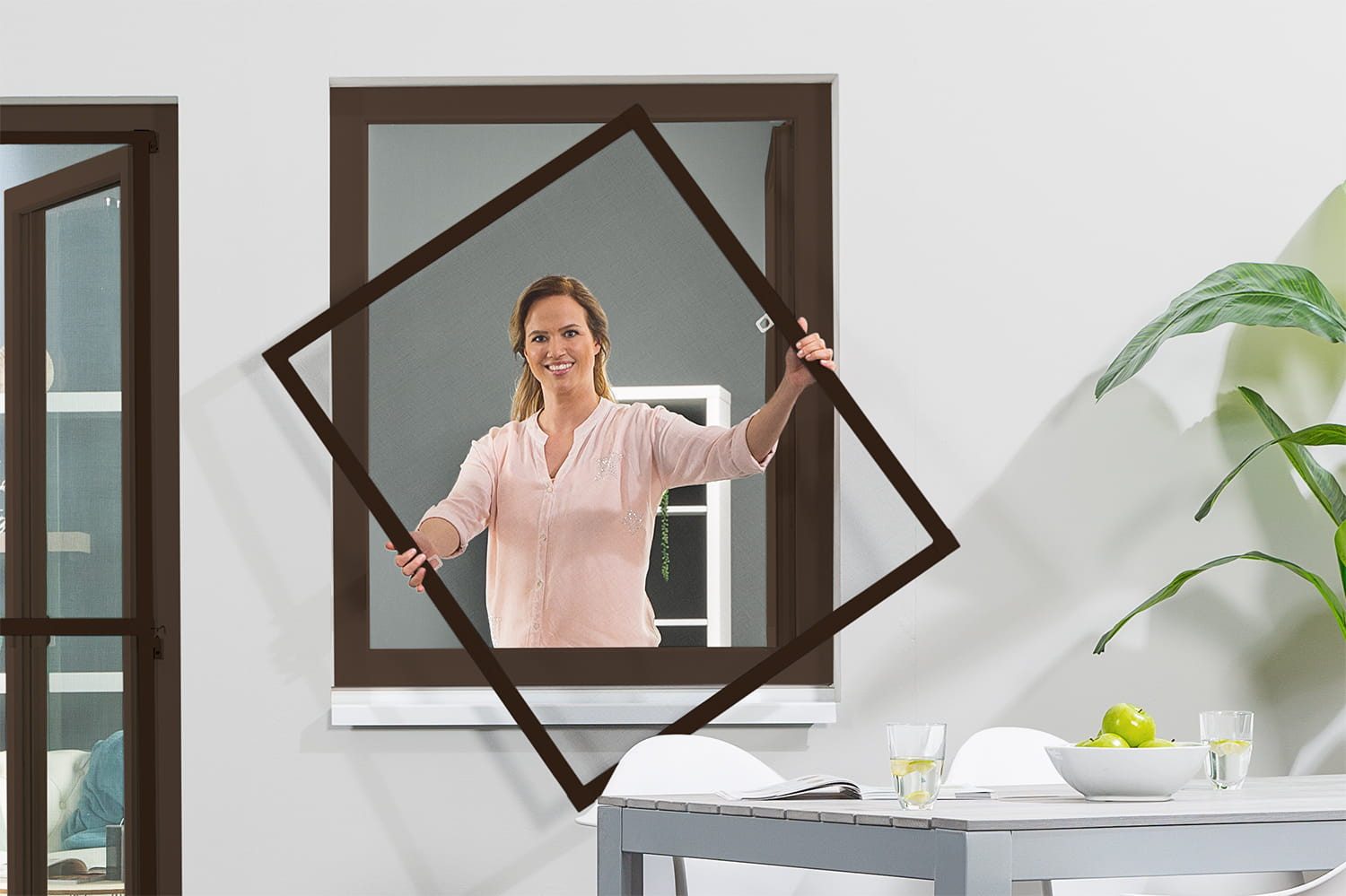 empasa Insektenschutz-Fensterrahmen "FLEX", Fliegengitter Fenster flächenbündig für flächenversetzte Fenster