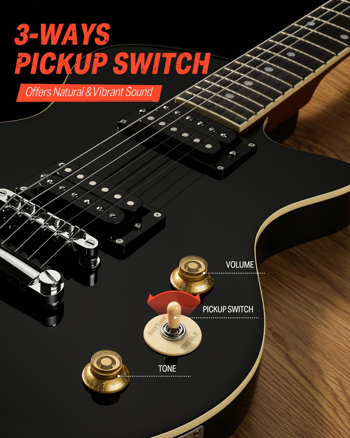 Donner E-Gitarre 39" Solid Body H-H Pickups Gitarren für Rock, Blues, Pop &Punk DSC-128, Gitarrenkoffer, Gurt, Kabel, Gitarrenkoffer, Gurt, Kabel, Solid Body Für Anfänger