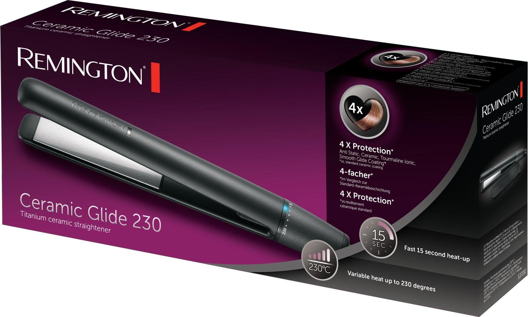 Remington Glätteisen S3700 Ceramic Glide 230 Keramik-Turmalin-Beschichtung grau