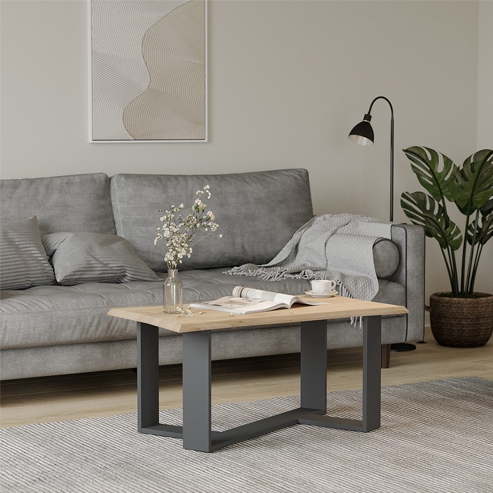 Vicco Couchtisch Arne, Goldkraft Eiche/Anthrazit, 90 x 50 cm