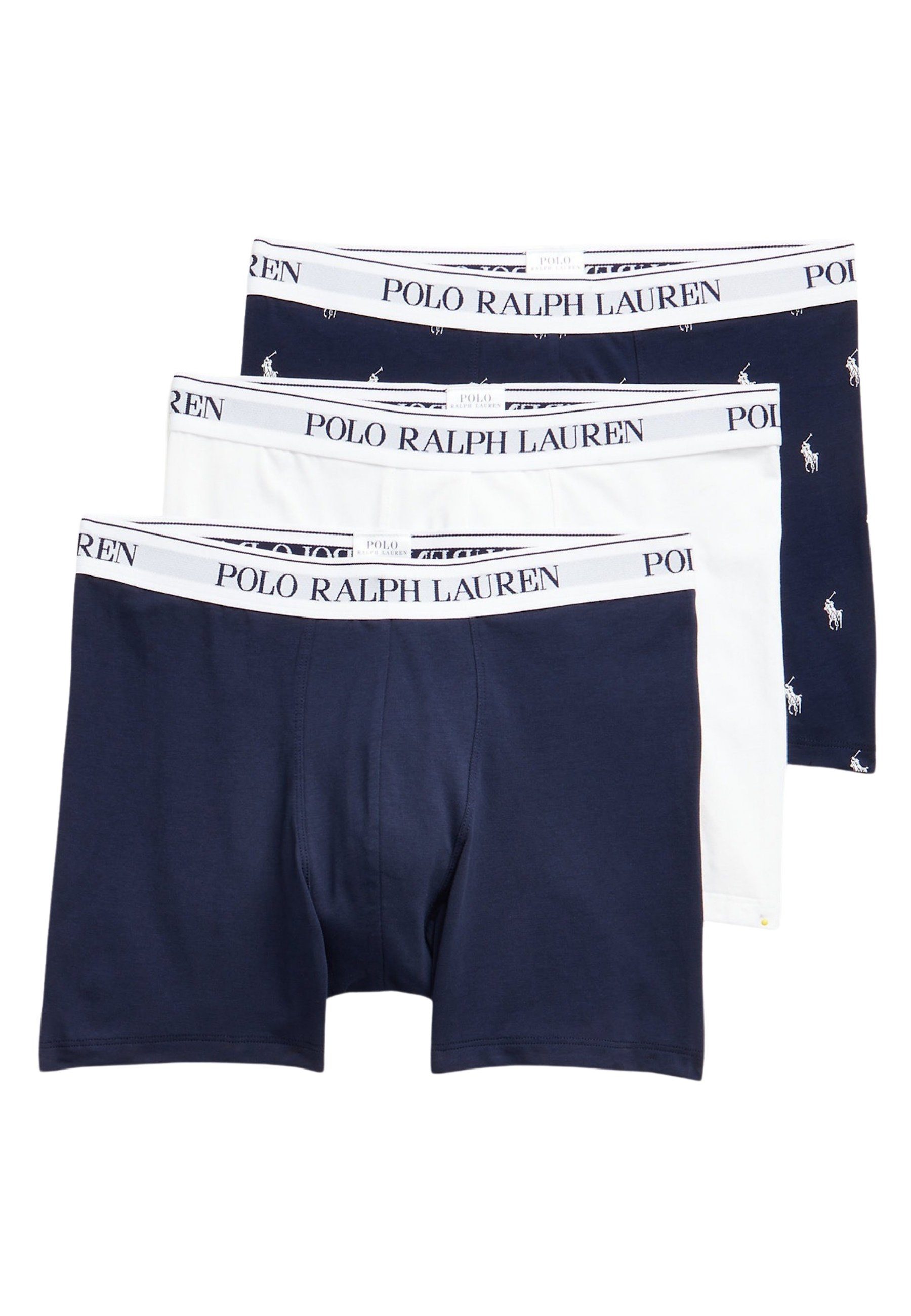 Polo Unterhose Boxershorts Pack Boxerslips Lauren 3er Ralph (3-St) Dunkelblau/Weiß Ralph Lauren