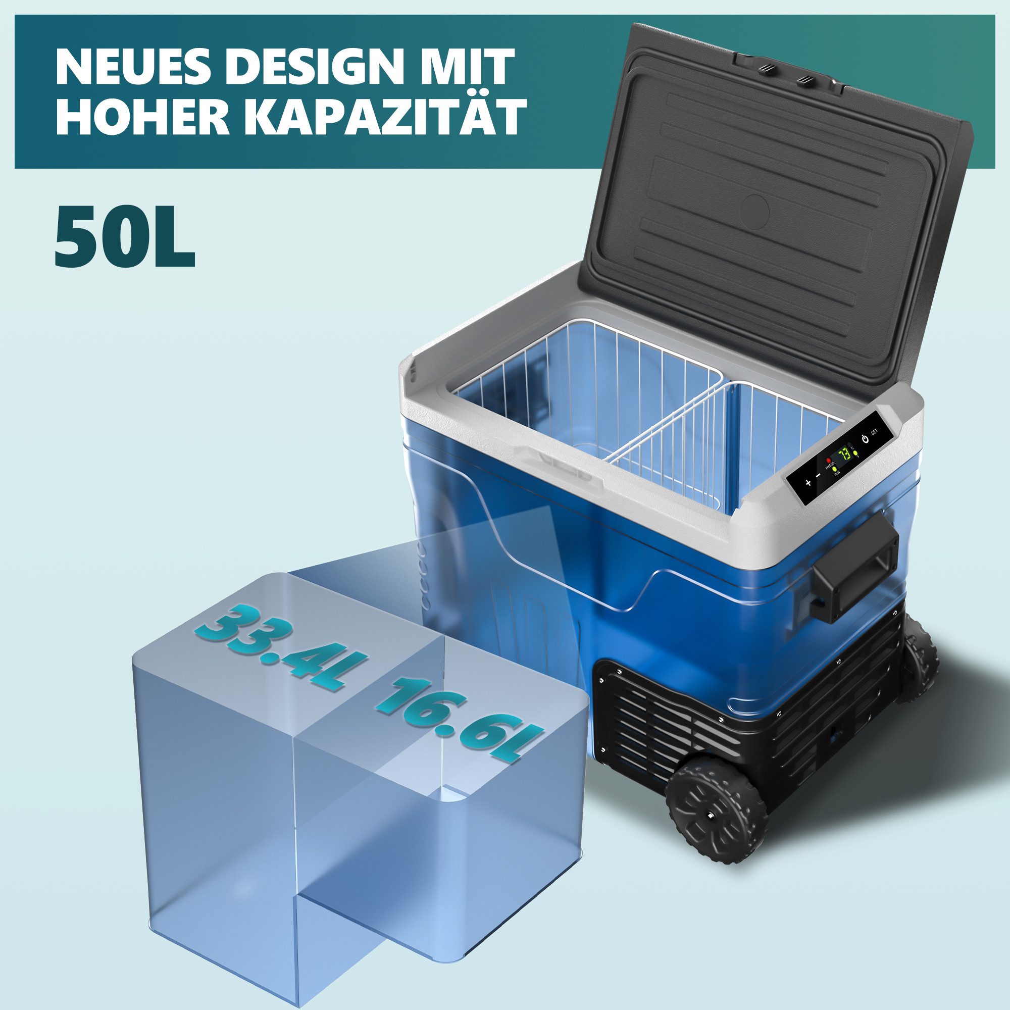 EUHOMY Kühlbox 35/50L Kompressor Kühlbox, Kühlbox für Auto Mit APP Steuerung, Tragbar, 50 l, Tragbar, App-Steuerung, Kompressor