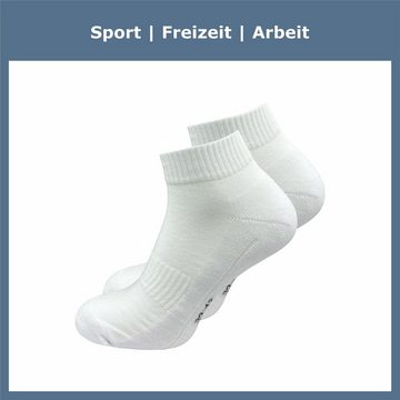 GAWILO Kurzsocken für Herren in schwarz & weiß - Quartersocken für Sport & Alltag (4 Paar) Kein Rutschen dank Fußgewölbeunterstützung - gepolsterte Frotteesohle