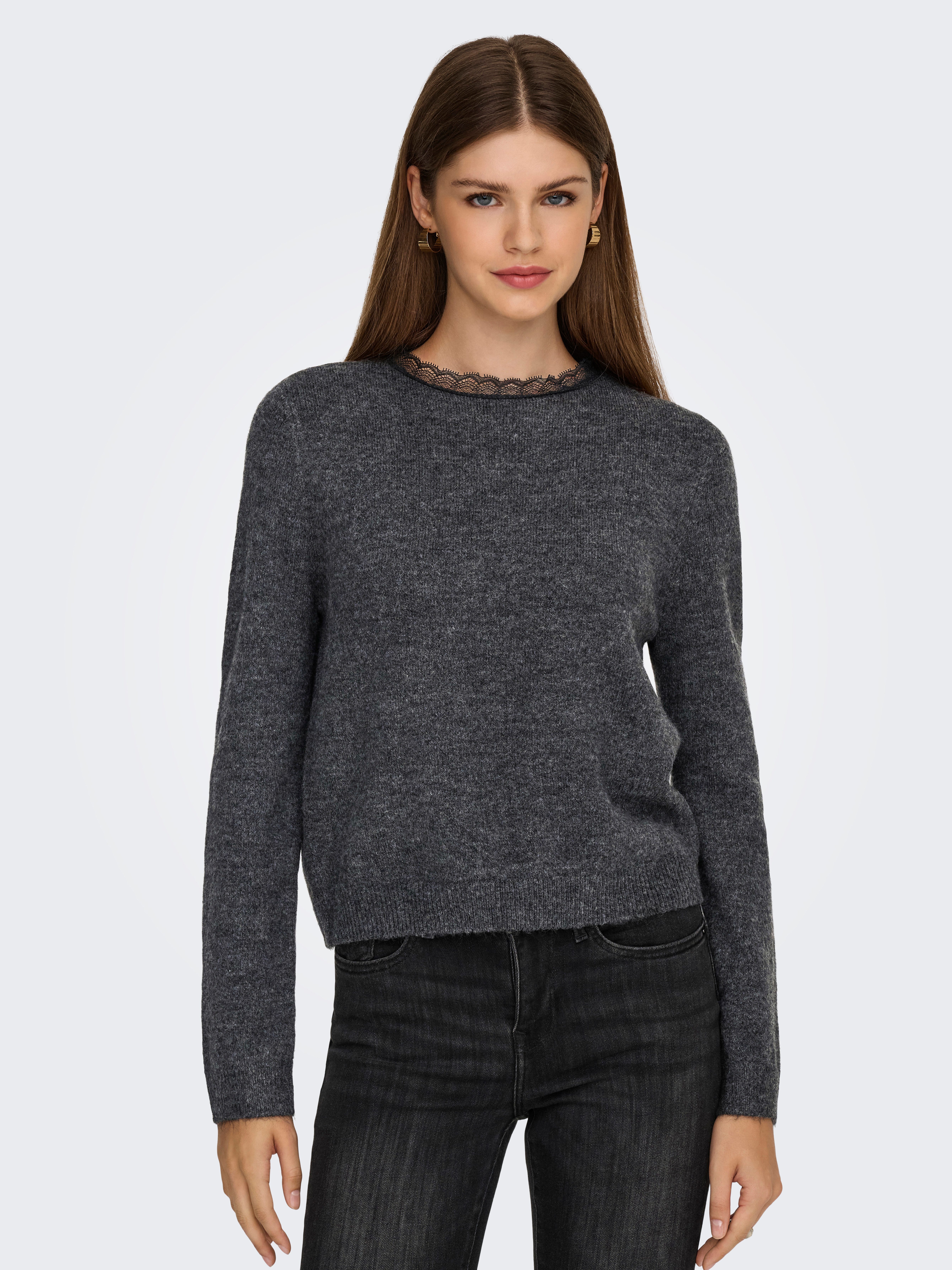 ONLY Strickpullover ONLTAMMY LS LACE MIX O-NECK BF KNT günstig online kaufen