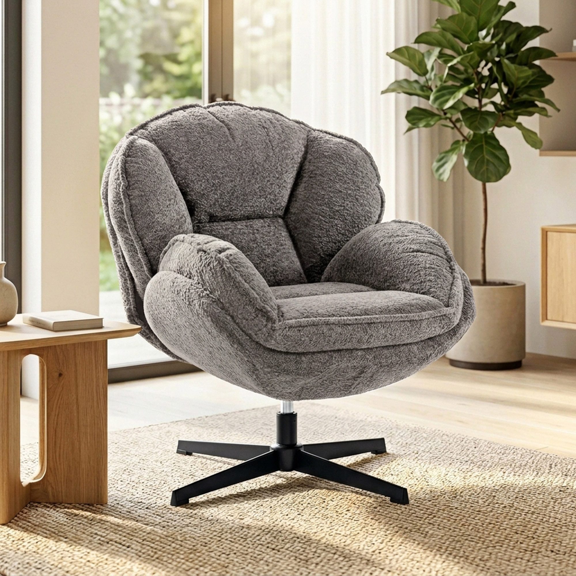 HOMCOM Relaxsessel (Sessel, 1-St., Loungesessel), Wingback, 360° Drehung, Samt
