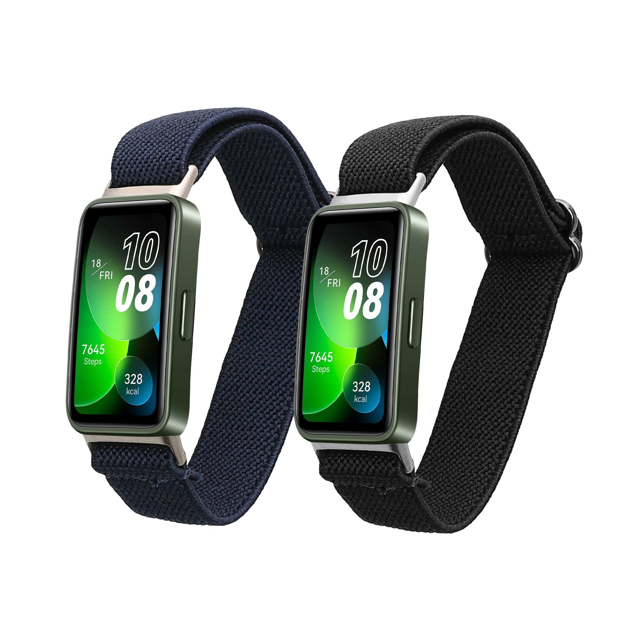 kwmobile 2x Uhrenarmband für Huawei Band 10 / 9 / 8 Armband Fitnessband, 2-tlg., Fitnesstracker Band Set aus Nylon - Ersatzarmband Smartwatch