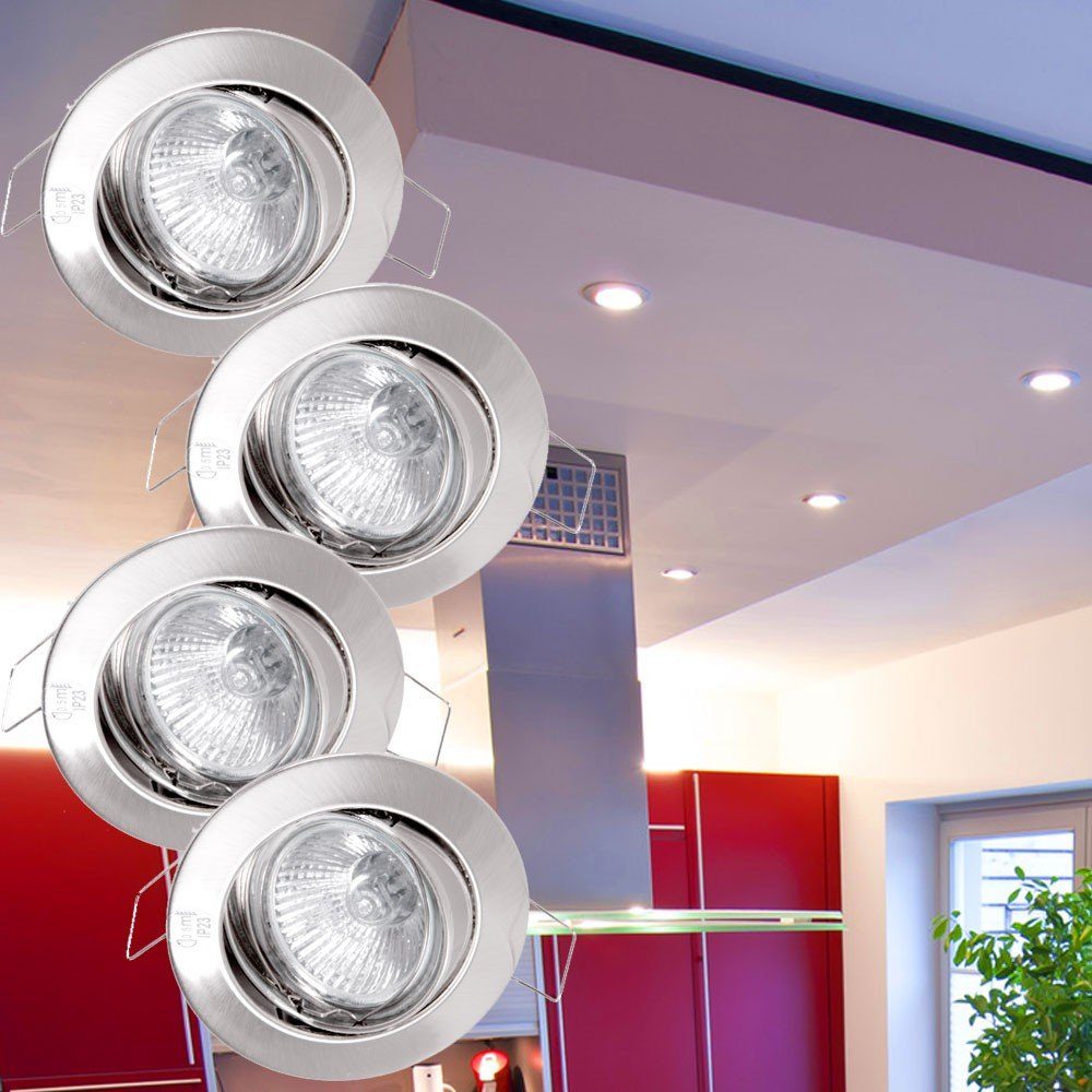 Spot Strahler Leuchtmittel Lampen Beleuchtung Einbau Esszimmer Set LED inklusive, Warmweiß, rund Einbaustrahler, Paulmann 4er